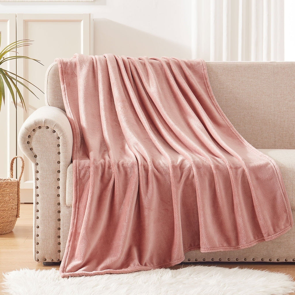 Lightweight Warm Large Flannel Fleece Velvet Plush Throw Blanket - 50" x 70" (Pink) - Cozy Fleece Throw Blanket for Couch & Bed Detail