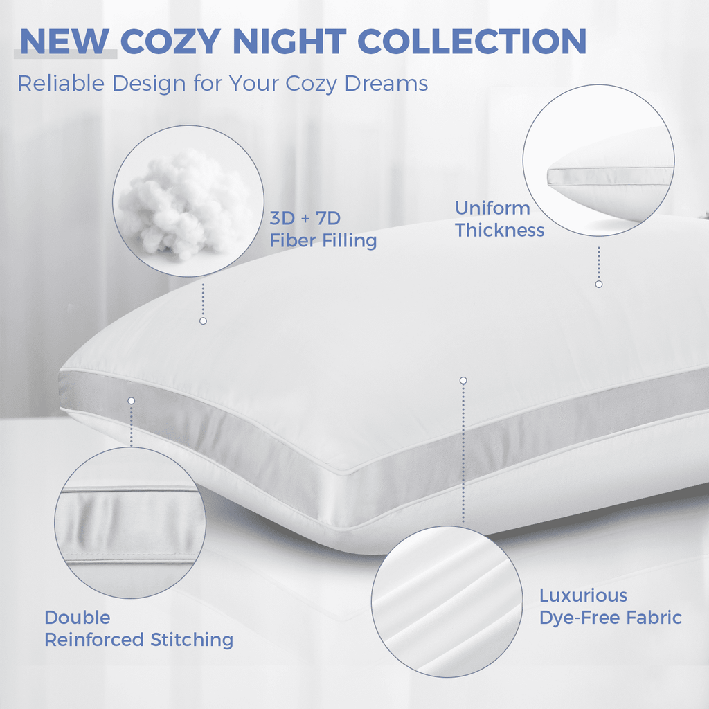 Hotel Collection Bed Pillows King Size Set of 2, Luxury Hotel Quality,Fluffy and Supportive Gusseted Bed Pillows for Side, Back, or St... - Decorative Throw Pillow Cushion for Sofa & Bed Detail