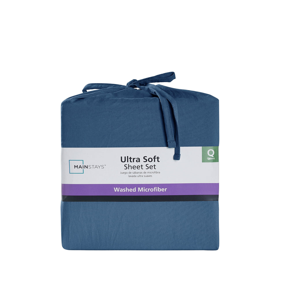Cooling Sateen Ultra Soft Microfiber Bed Sheet Set, Twin-XL, Indigo, 3 Piece - Premium Ultra-Soft Pillowcase Pair for Sleeping Detail