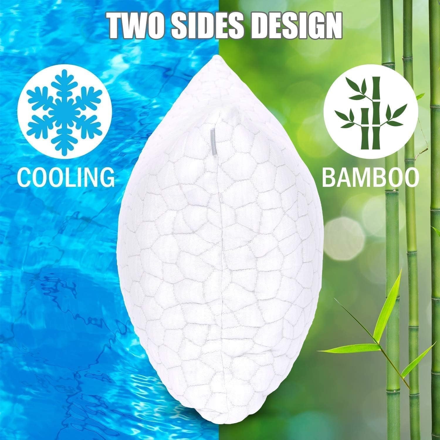 Ergonomic Memory Foam Shredded Memory Foam Pillows for Sleeping, Bed Pillows Queen Size Set of 2 Pack Adjustable for Side and Back Sleeper ... - Orthopedic Shredded Foam Bed Pillow Set Detail