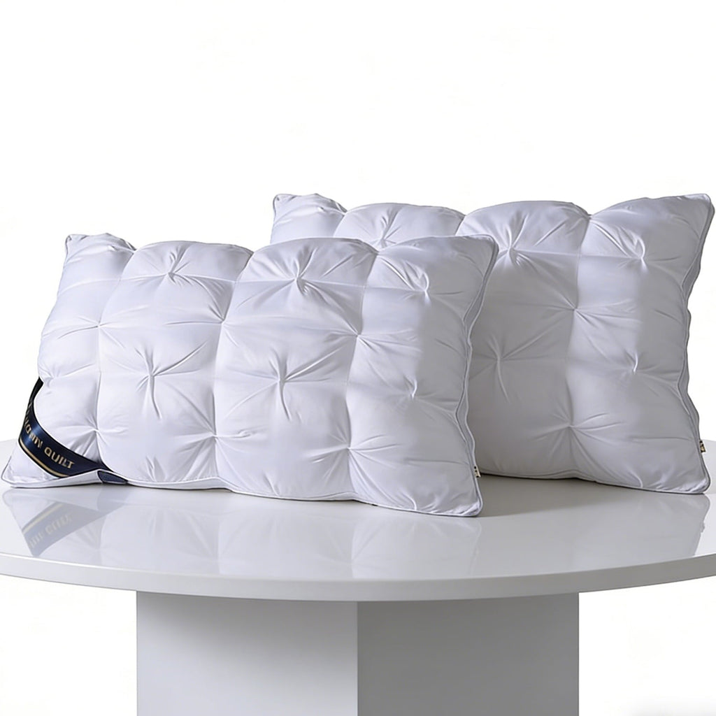 Hotel Collection 2-Pack White Twisted Bed Pillows (20" x 16.5") - Soft Plush Down Alternative, Breathable and Hypoallergenic, Standard... - Ergonomic Memory Foam Pillow for Neck Pain Support Detail