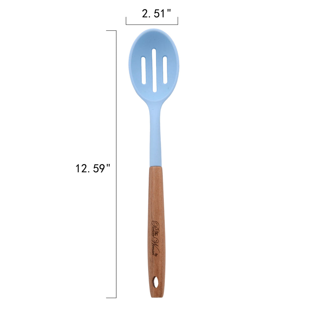 High-Precision 10-Piece Silicone and Acacia Wood Handle Cooking Utensils Set, Blue - Heavy Duty Stainless Steel Kitchen Shears Detail