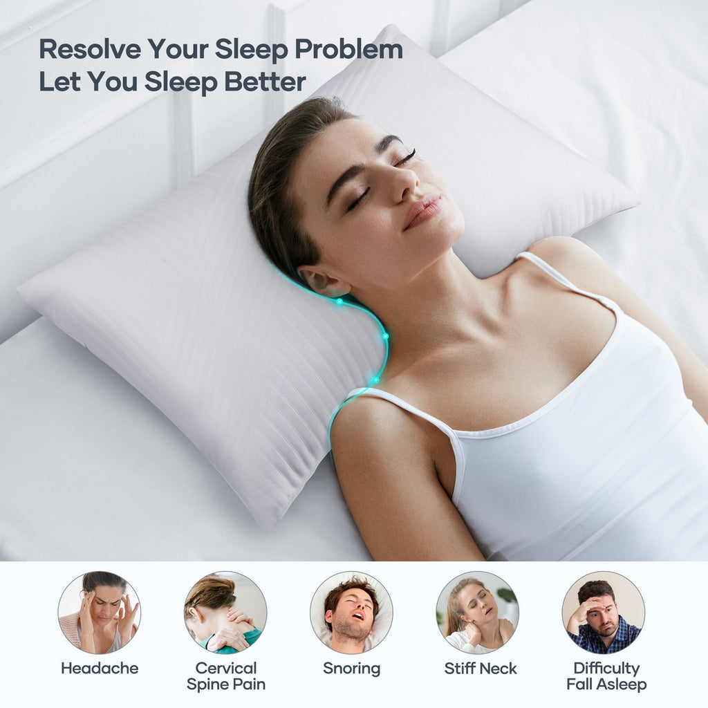 Hotel Collection Shredded Memory Foam Pillow 2 Pack Pillow for Bed, Side, Back and Stomach Sleepers, CertiPUR-US Certified 28"x20" - Ergonomic Memory Foam Pillow for Neck Pain Support Detail