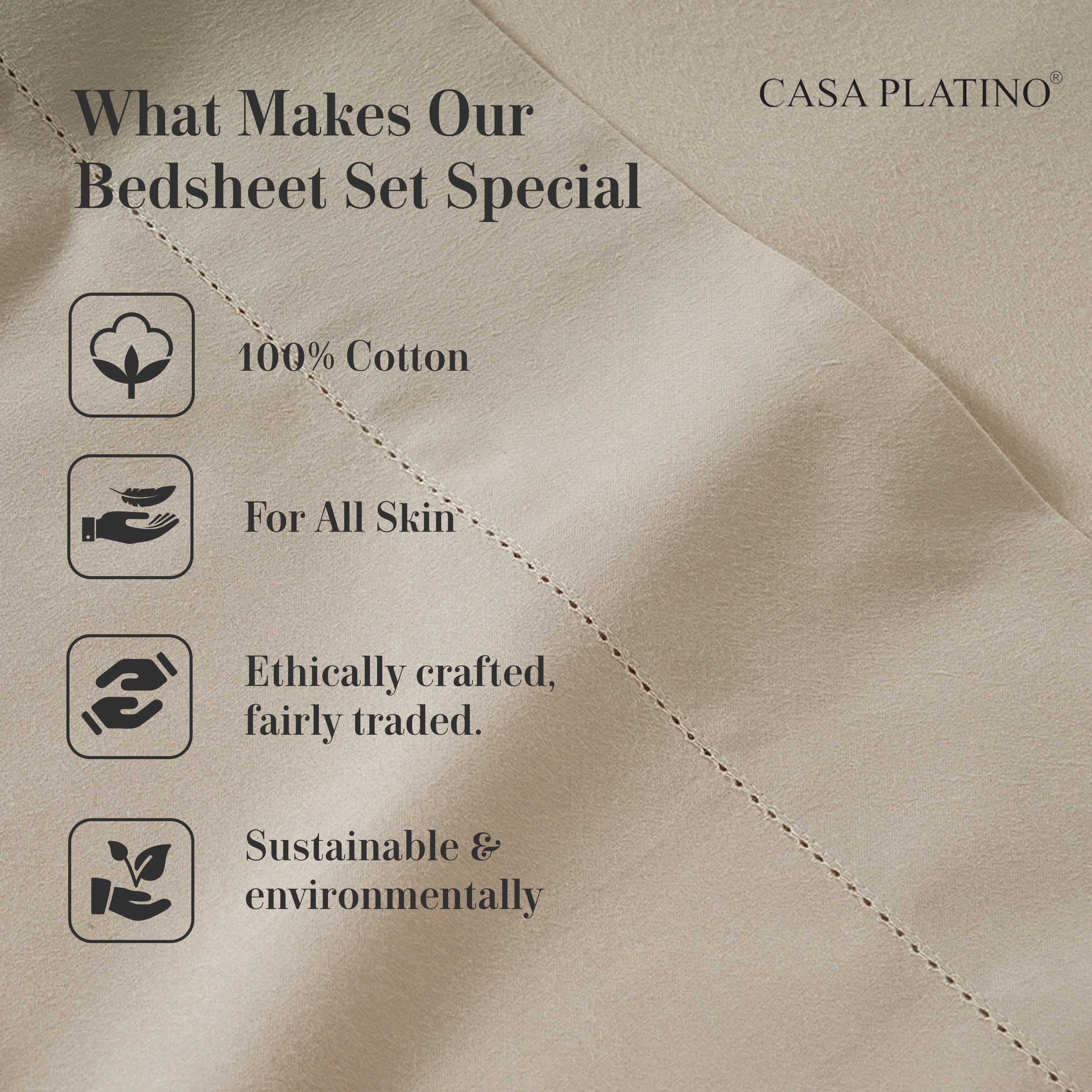 Breathable Luxury 100% Cotton Sheets Set – 4 Piece Cal King Bed Sheet, Soft & Comfy All Season Breathable Percale Weave, 15” Snug Fit D... - Premium Ultra-Soft Pillowcase Pair for Sleeping Detail