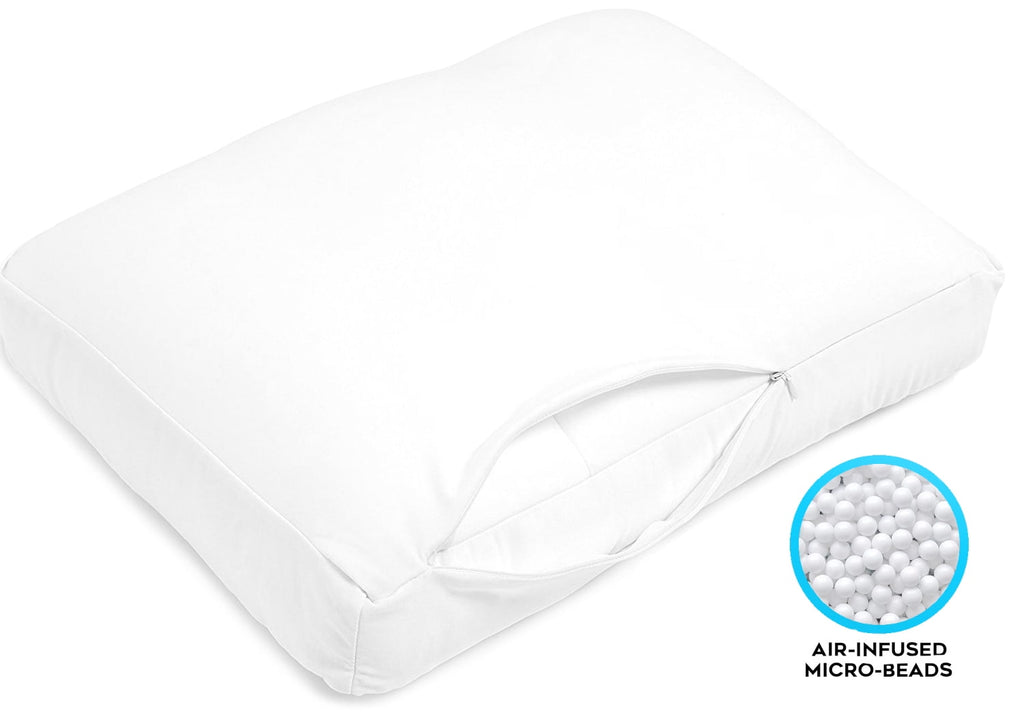 Orthopedic Support Microbead Cloud Pillow Bed, X-Large, White - Hotel Quality Plush Sleeping Pillows Detail