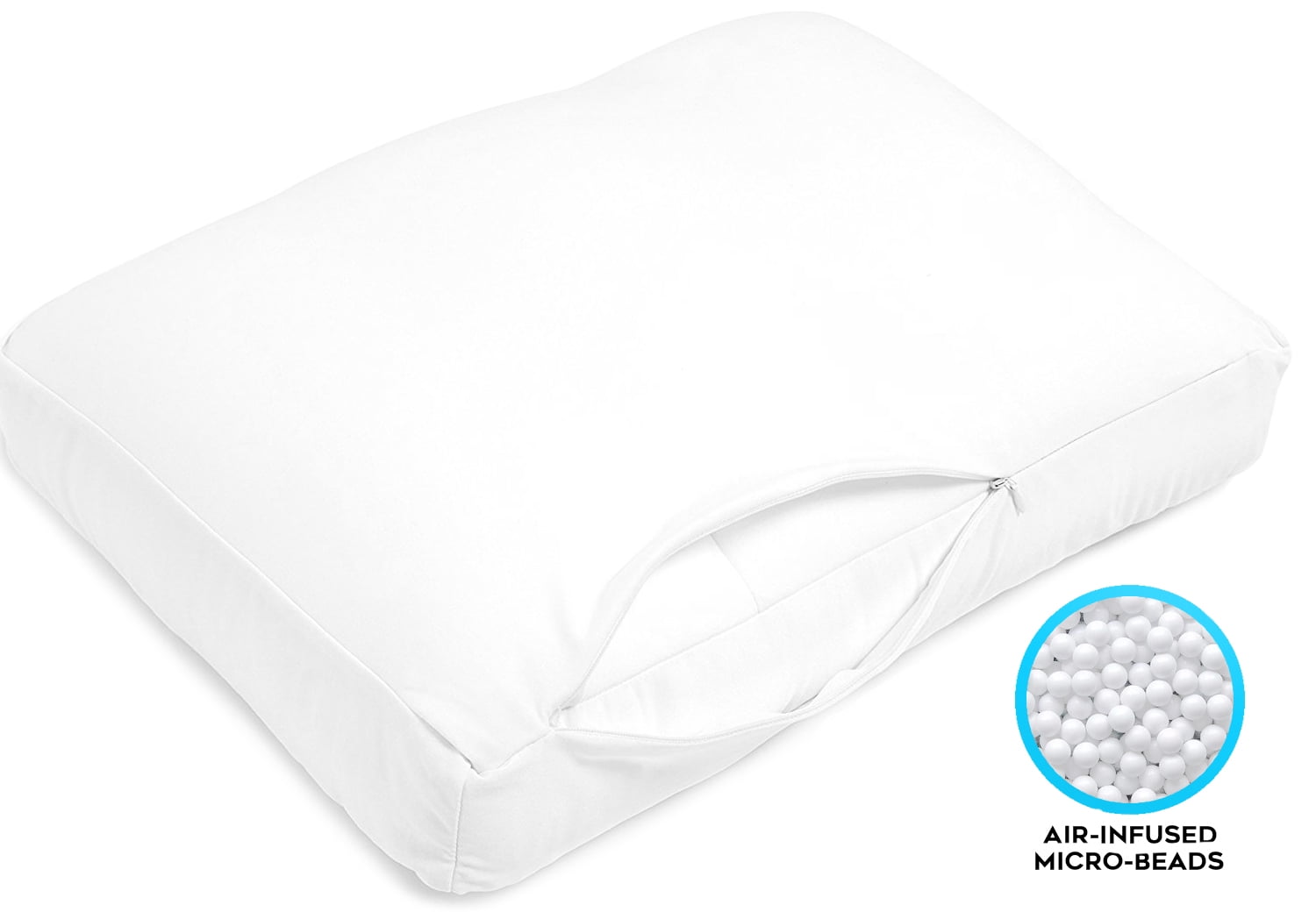 Orthopedic Support Microbead Cloud Pillow Bed, X-Large, White - Hotel Quality Plush Sleeping Pillows Detail