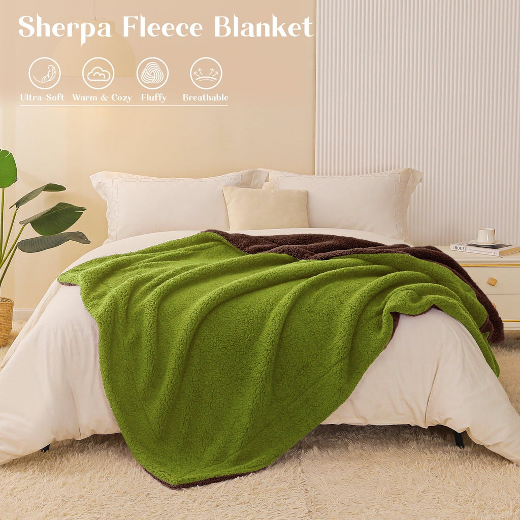 Lightweight Warm Reversible Sherpa Fleece Throw Blanket for Couch, Soft Plush Blanket for Bed Sofa, Warm Fluffy Blankets for All Seaso... - Cozy Fleece Throw Blanket for Couch & Bed Detail
