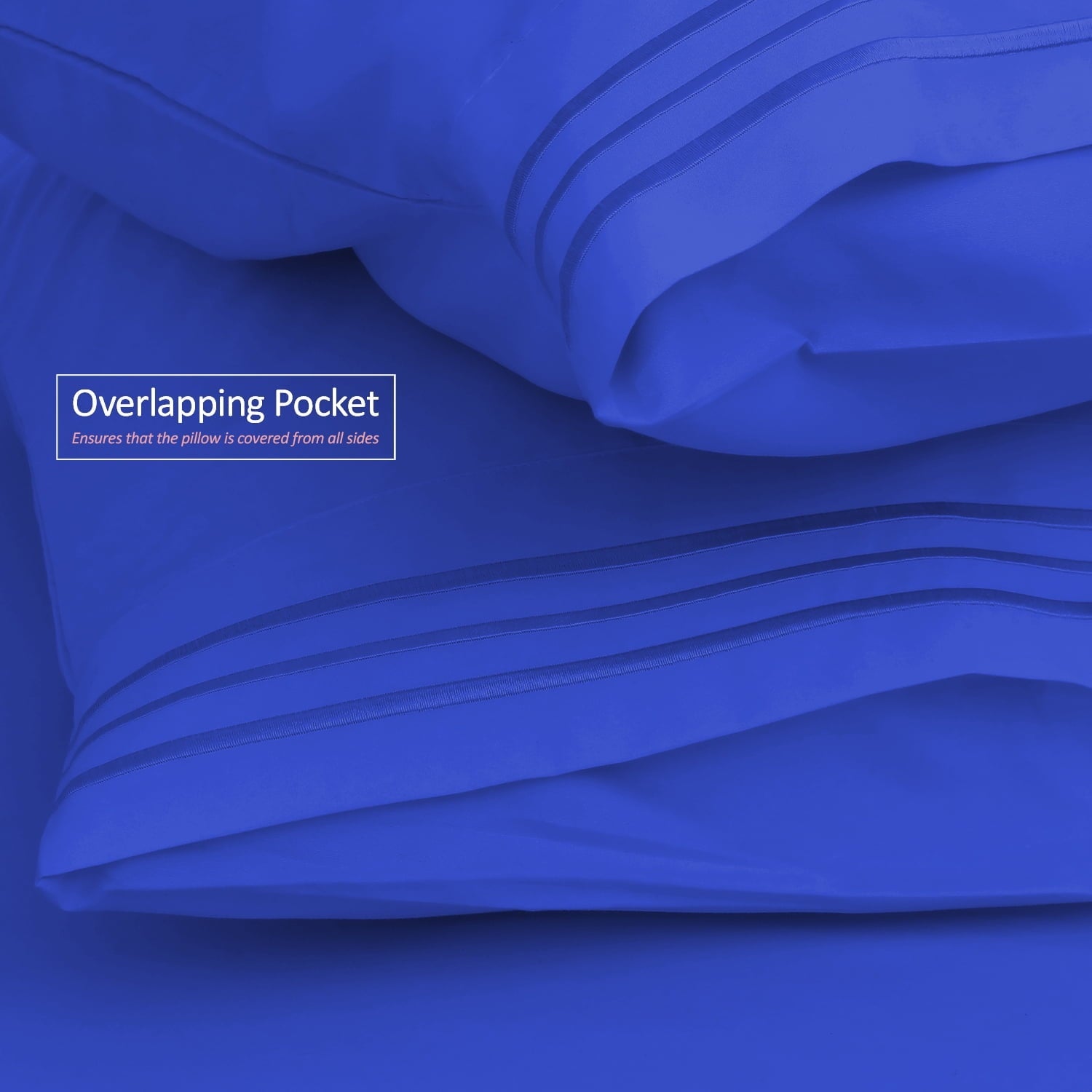 Wrinkle-Resistant Premier 1800 Microfiber Collection 3-Line Bed Sheet Set, Full Size, Royal Blue - Luxury Bed Sheet Set with Deep Pockets Detail