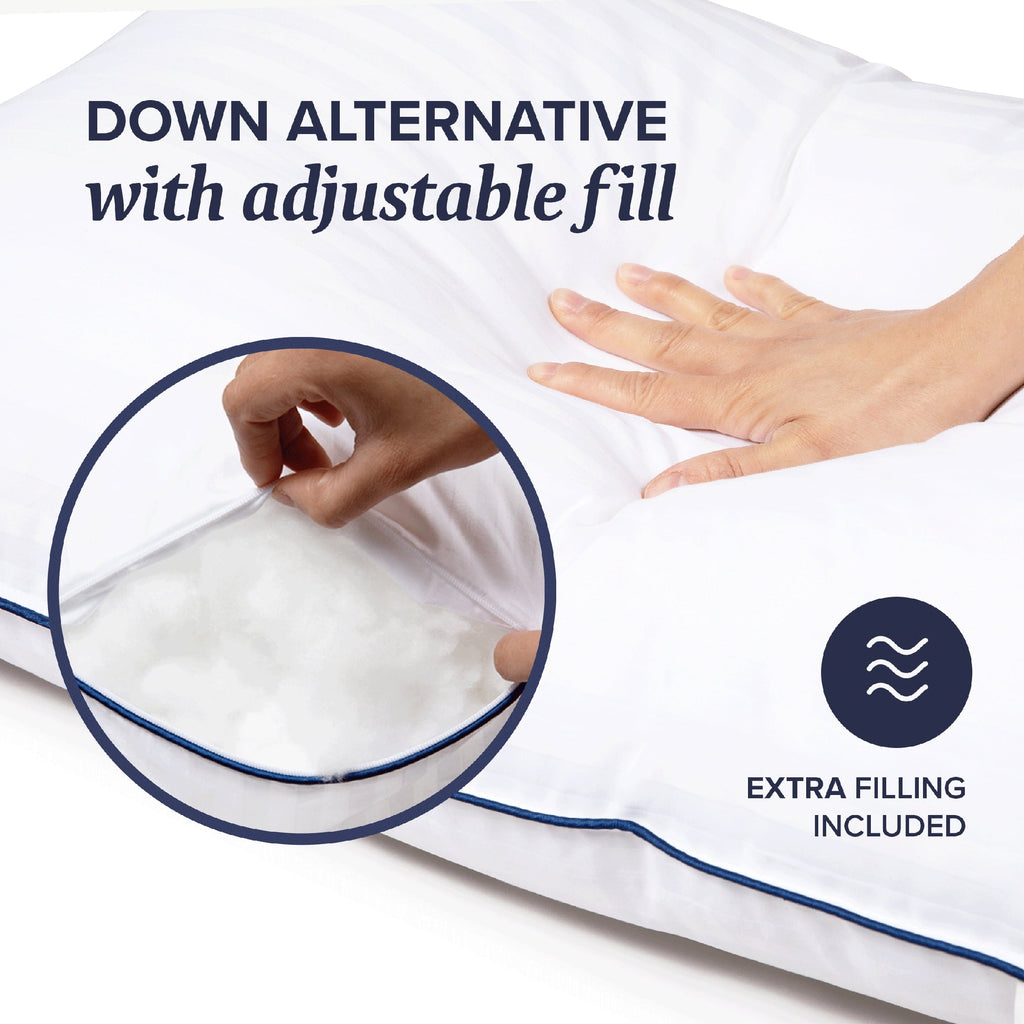 Hotel Collection Customizable Down Alternative Queen Pillow 1 Pack, Adult - Ergonomic Memory Foam Pillow for Neck Pain Support Detail