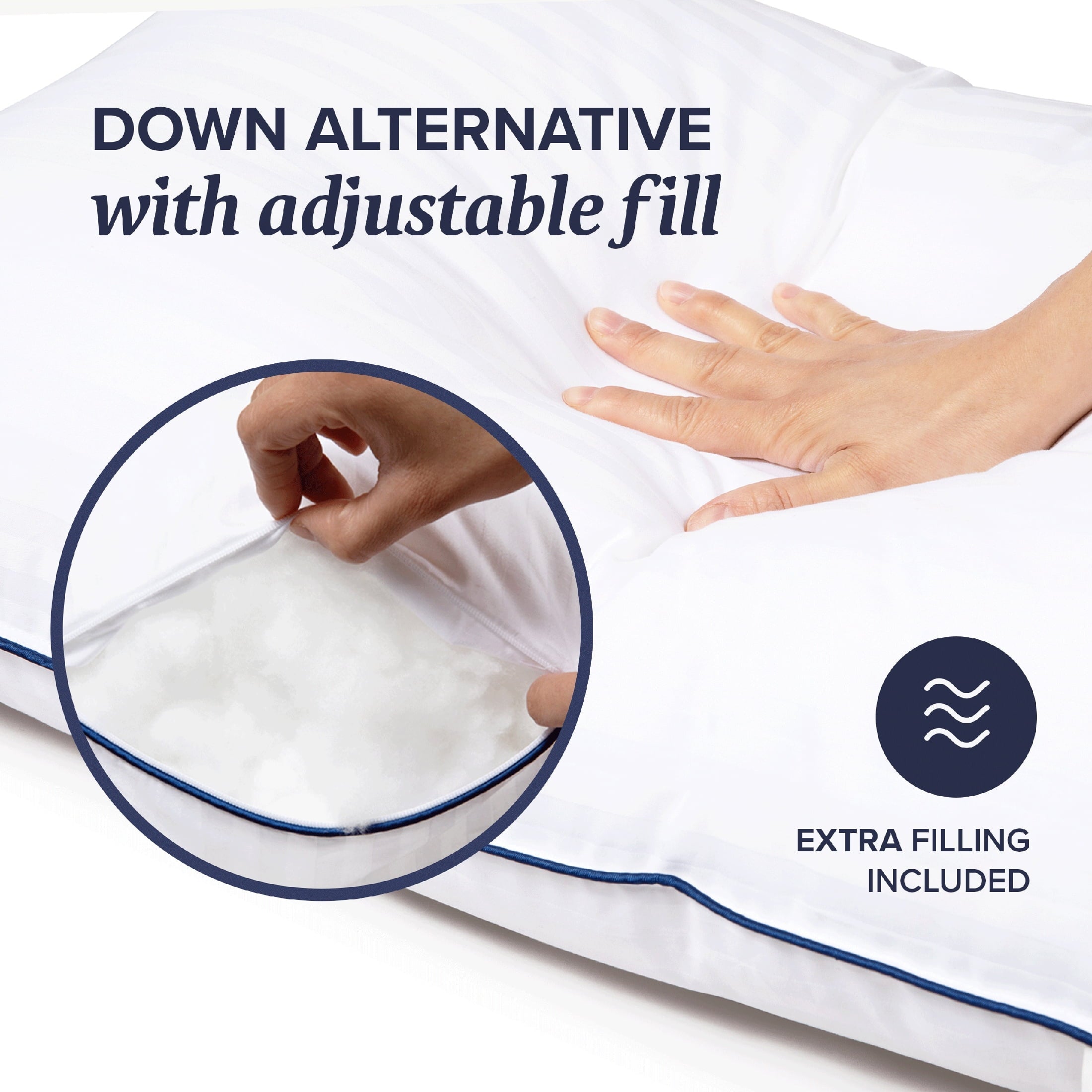 Hotel Collection Customizable Down Alternative Queen Pillow 1 Pack, Adult - Ergonomic Memory Foam Pillow for Neck Pain Support Detail