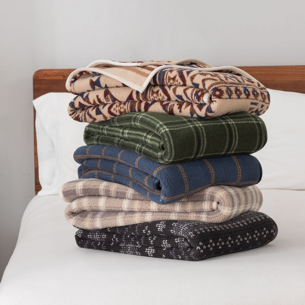 Cozy Fleece Berkshire Life Reversible Printed Hampshire Soft Throw Blanket, Glacier Fair Isle - Lightweight Plush Warm Blanket for All Seasons Detail