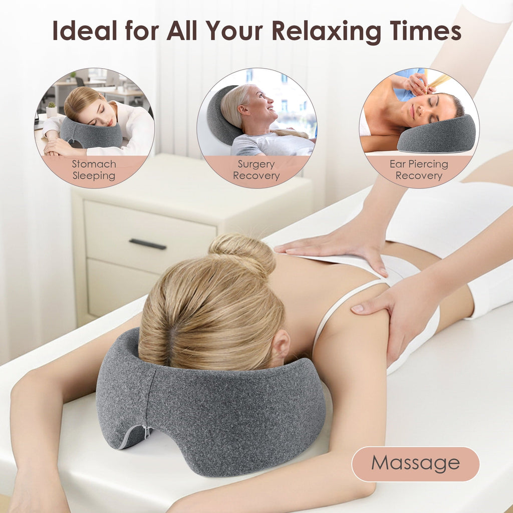Orthopedic Support Face Down Pillow Massage Headrest for Bed, Memory Foam Pillow Face Cradle Support for Stomach Sleepers, Eye Post-Surg... - Ergonomic Memory Foam Pillow for Neck Pain Support Detail