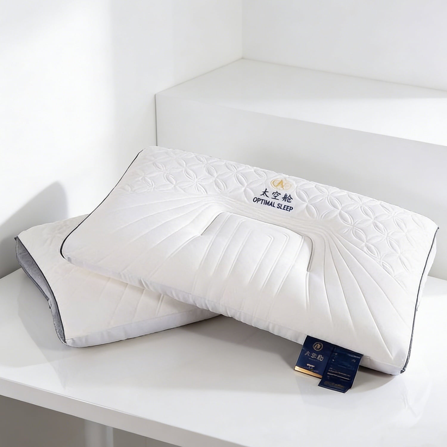 Fluffy Shredded 2-Pack Space Capsule Bed Pillow (29.13" x 18.9") - Plush and Supportive - Ergonomic Memory Foam Pillow for Neck Pain Support Detail