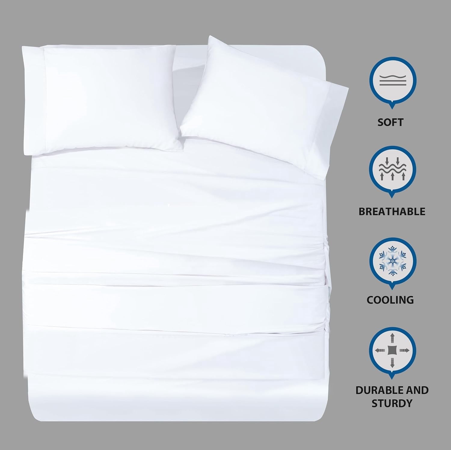 Cooling Sateen Bed Sheets Set 4 Pieces, 600 TC 100% Egyptian Cotton Bed Sheets, Breathable, Soft & Silky Sateen Weave Fits Mattress ... - Breathable Egyptian Cotton Flat & Fitted Sheets Detail