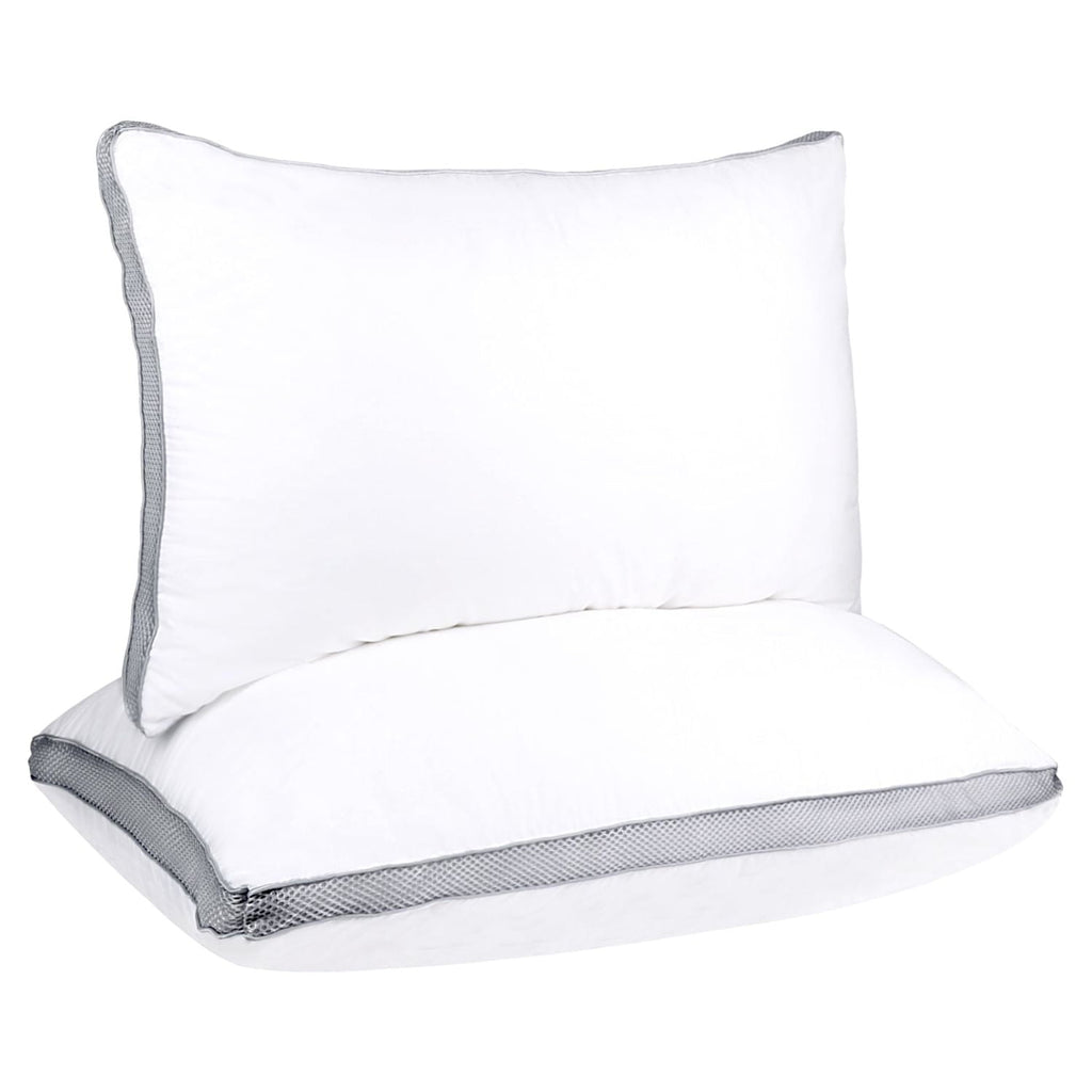 Ergonomic Memory Foam 2 Pack Cotton Down Alternative Pillows,Queen Size Bed Pillows Gusseted Hypoallergenic - Hotel Quality Plush Sleeping Pillows Detail