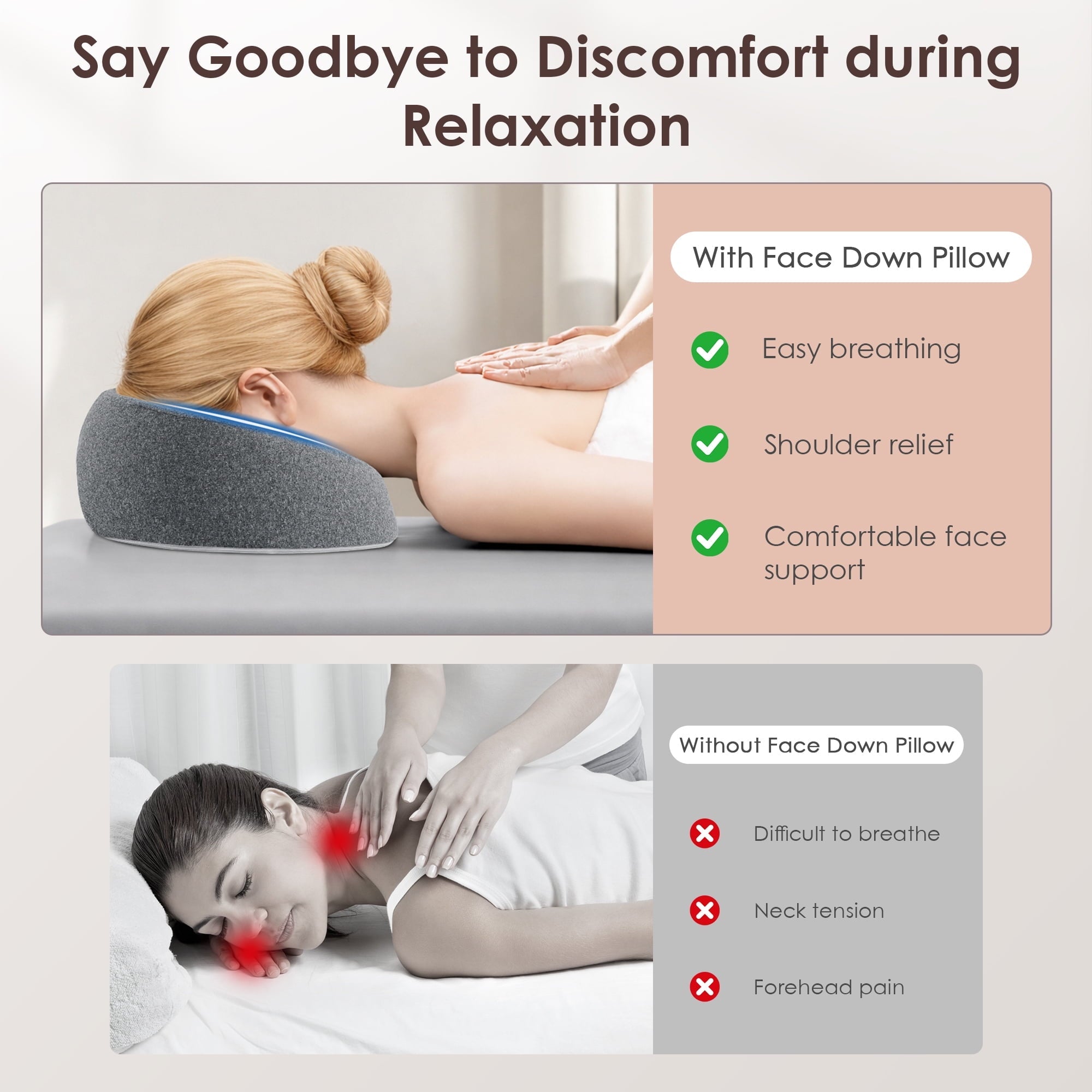 Orthopedic Support Face Down Pillow Massage Headrest for Bed, Memory Foam Pillow Face Cradle Support for Stomach Sleepers, Eye Post-Surg... - Ergonomic Memory Foam Pillow for Neck Pain Support Detail