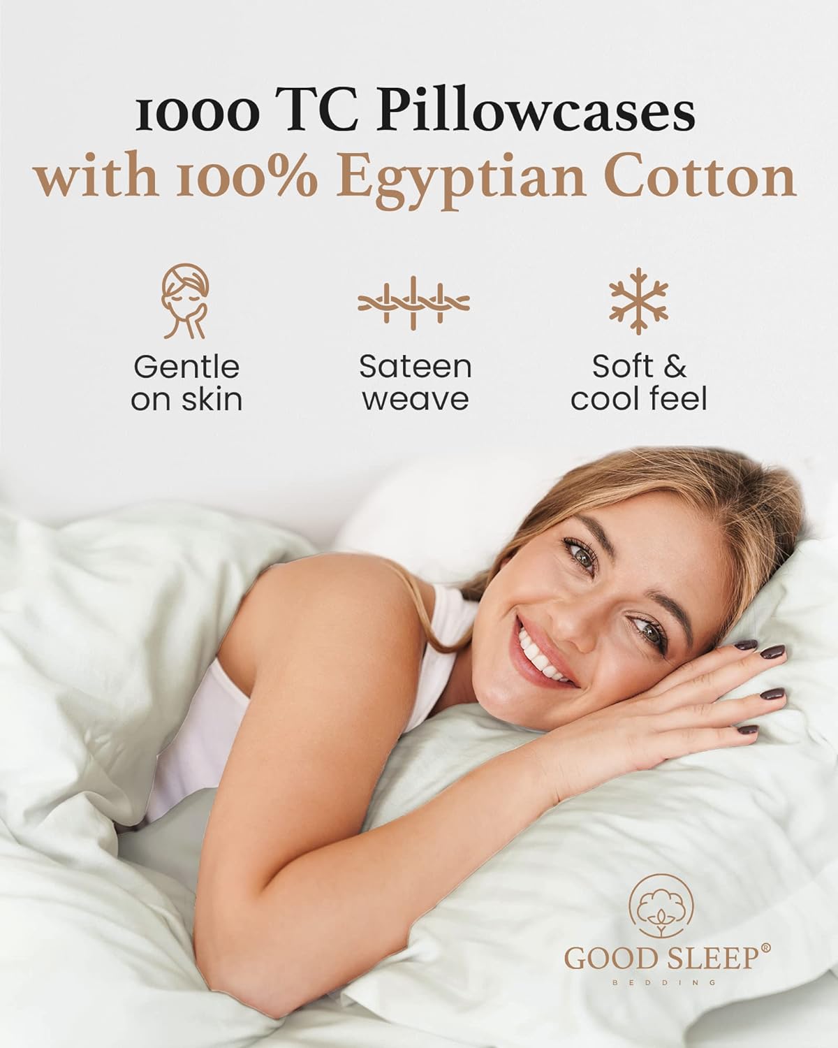 Cooling Sateen Queen Size Flat Sheet Only - Hotel Style 100% Egyptian Cotton Sheet, Soft & Breathable, Sateen Weave 800 Thread Count... - Premium Ultra-Soft Pillowcase Pair for Sleeping Detail