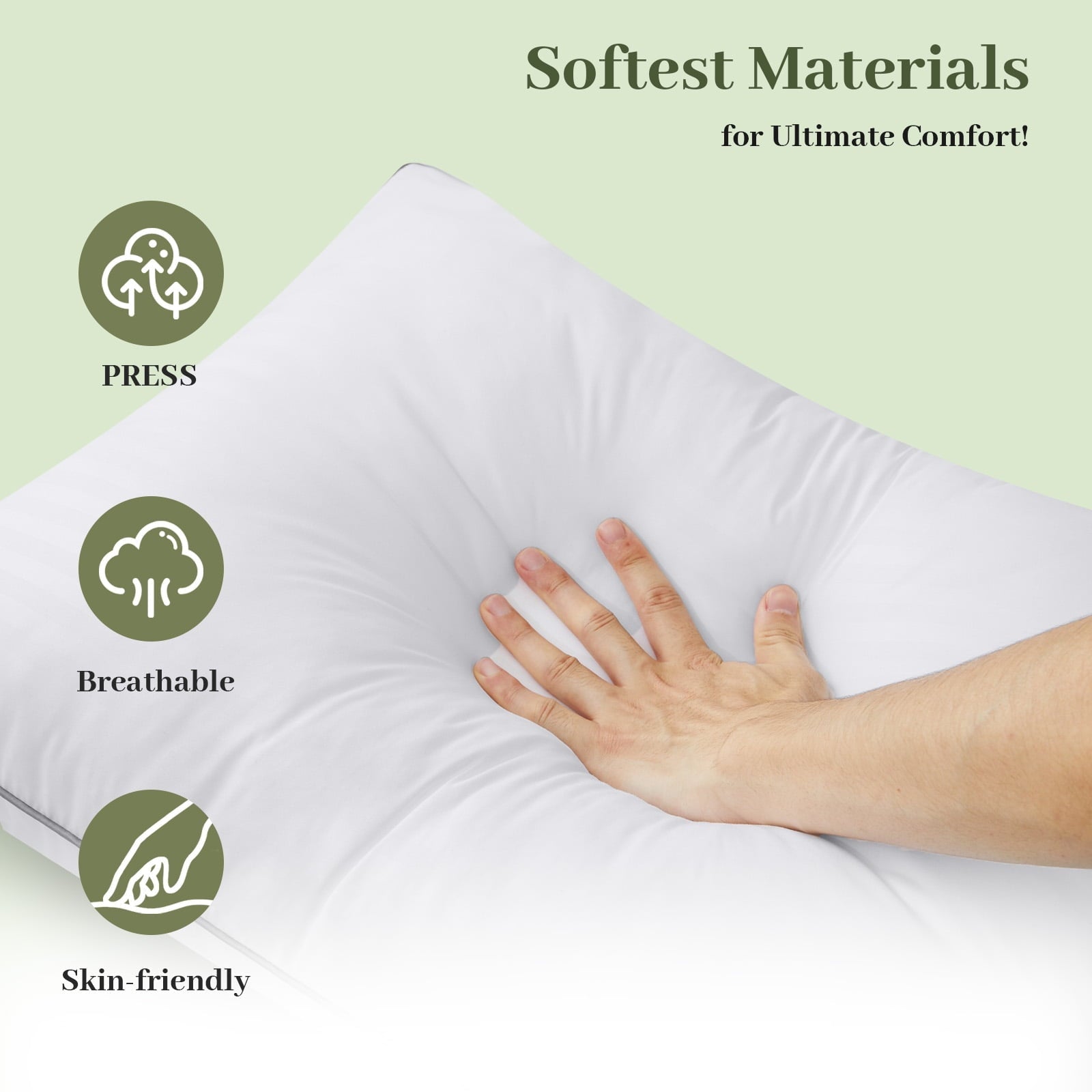 Ergonomic Memory Foam Pillows Standard Size Set of 2, Hotel Quality, Down Alternative Gusseted Bed Pillows for Side, Back, And Stomach Slee... - Hotel Quality Plush Sleeping Pillows Detail