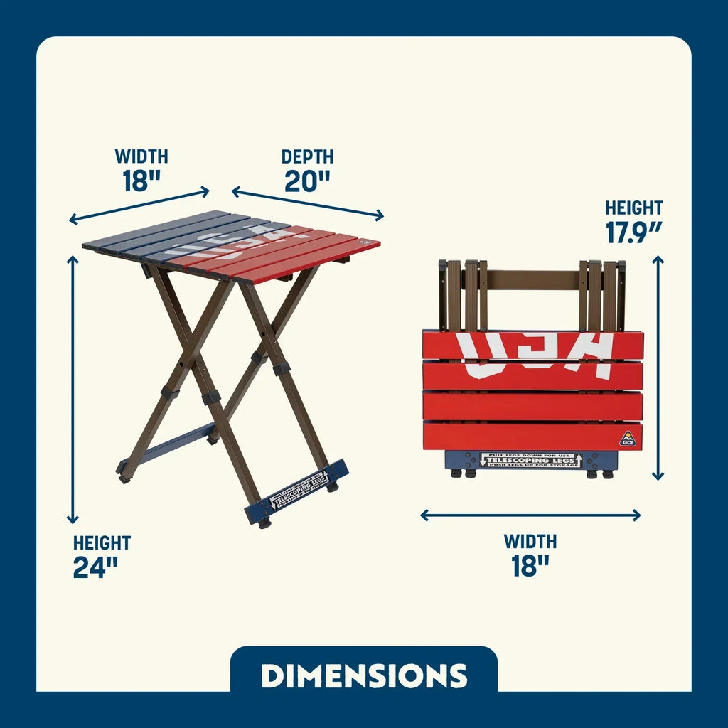 Heavy-Duty Grilling Compact Camp Table 20 - USA Anniversary Deluxe - Choice 757 - Multi-Functional Heavy-Duty Grilling Table Counter Detail