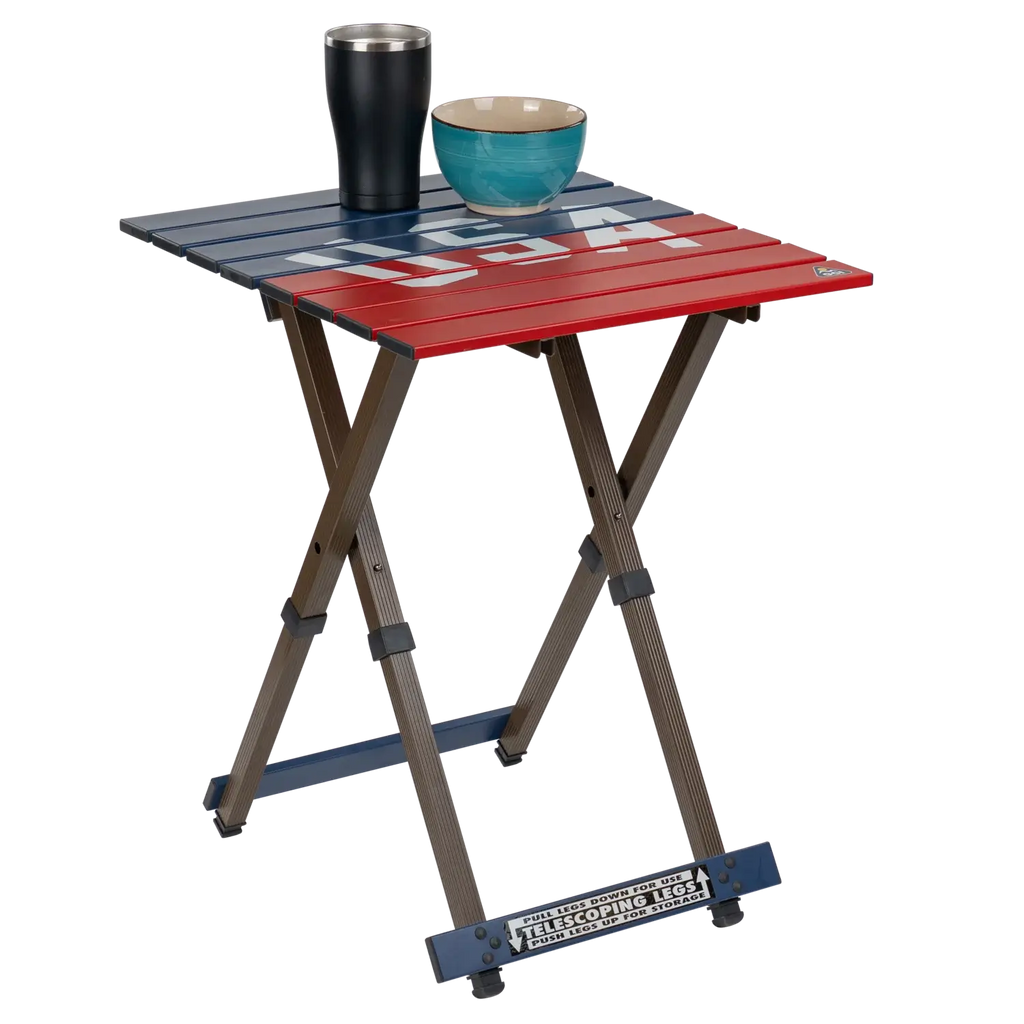 Heavy-Duty Grilling Compact Camp Table 20 - USA Anniversary Deluxe - Choice 757 - Multi-Functional Heavy-Duty Grilling Table Counter Detail