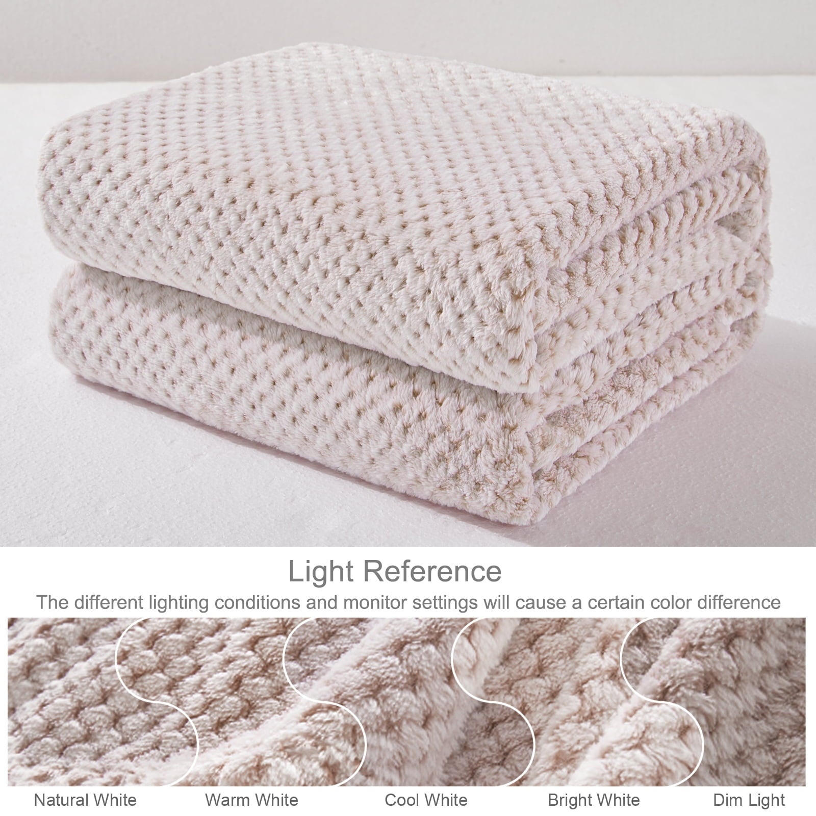 Reversible Sherpa Waffle Textured Mixed Camel Fleece Blanket, Super Soft and Warm 50"x70" Throw Blanket for Couch, Cozy, Fuzzy and Ligh... - Luxury Knitted Decorative Throw Blanket with Fringes Detail