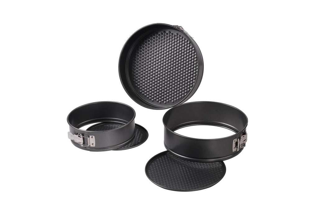 Time-Saving 8", 9", 10" Round Nonstick Carbon Steel Springform Cake Pans, Gray, Set of 3 - Kitchen Gadget Tool for Quick Food Prep Detail