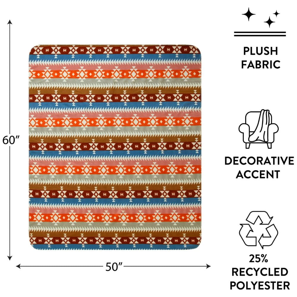 Reversible Sherpa Stripe Fleece Throw - Cozy Fleece Throw Blanket for Couch & Bed Detail