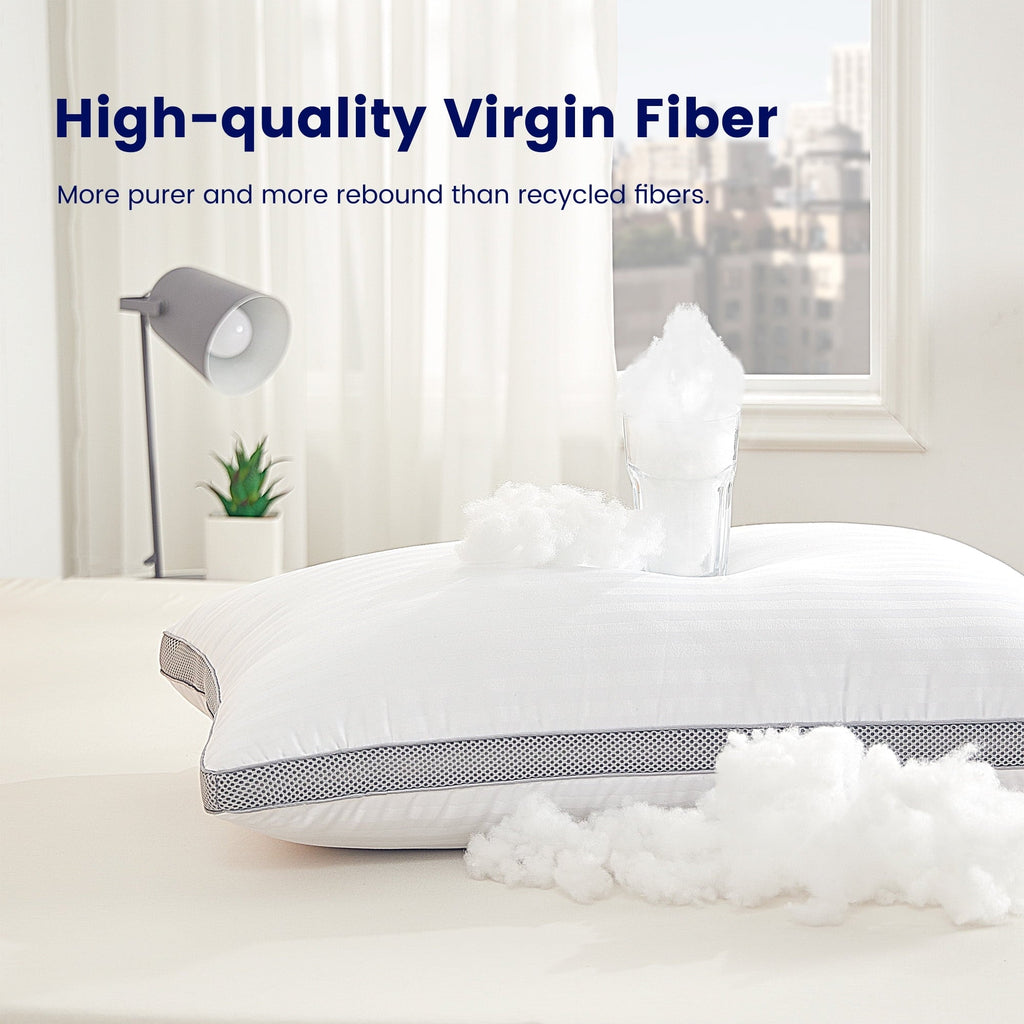 Ergonomic Memory Foam Bed Pillows for Sleeping, Queen Size Set of 2, Sandwich Mesh with Breathable Sides, Premium Medium pillows for Back, ... - Ergonomic Memory Foam Pillow for Neck Pain Support Detail