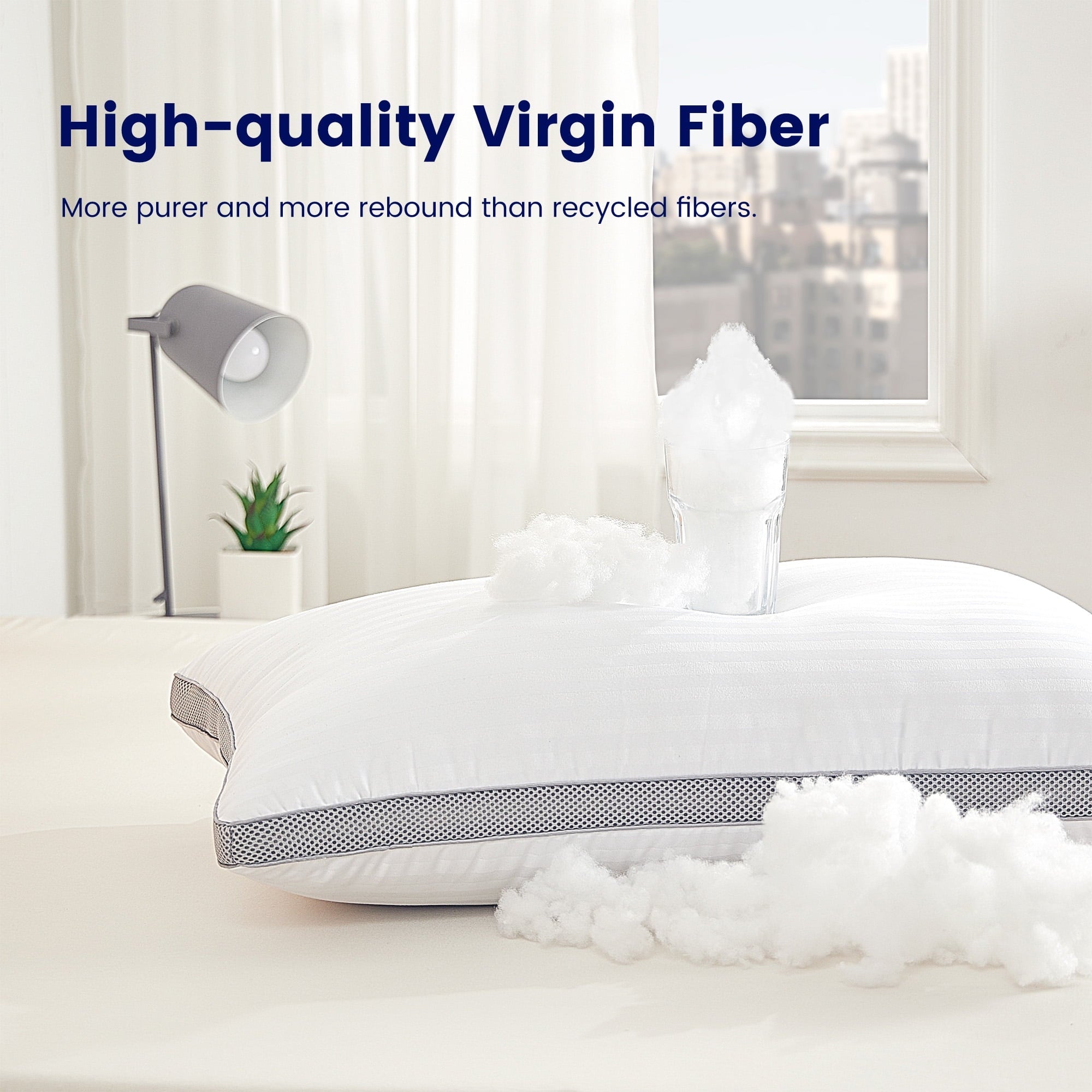 Ergonomic Memory Foam Bed Pillows for Sleeping, Queen Size Set of 2, Sandwich Mesh with Breathable Sides, Premium Medium pillows for Back, ... - Ergonomic Memory Foam Pillow for Neck Pain Support Detail
