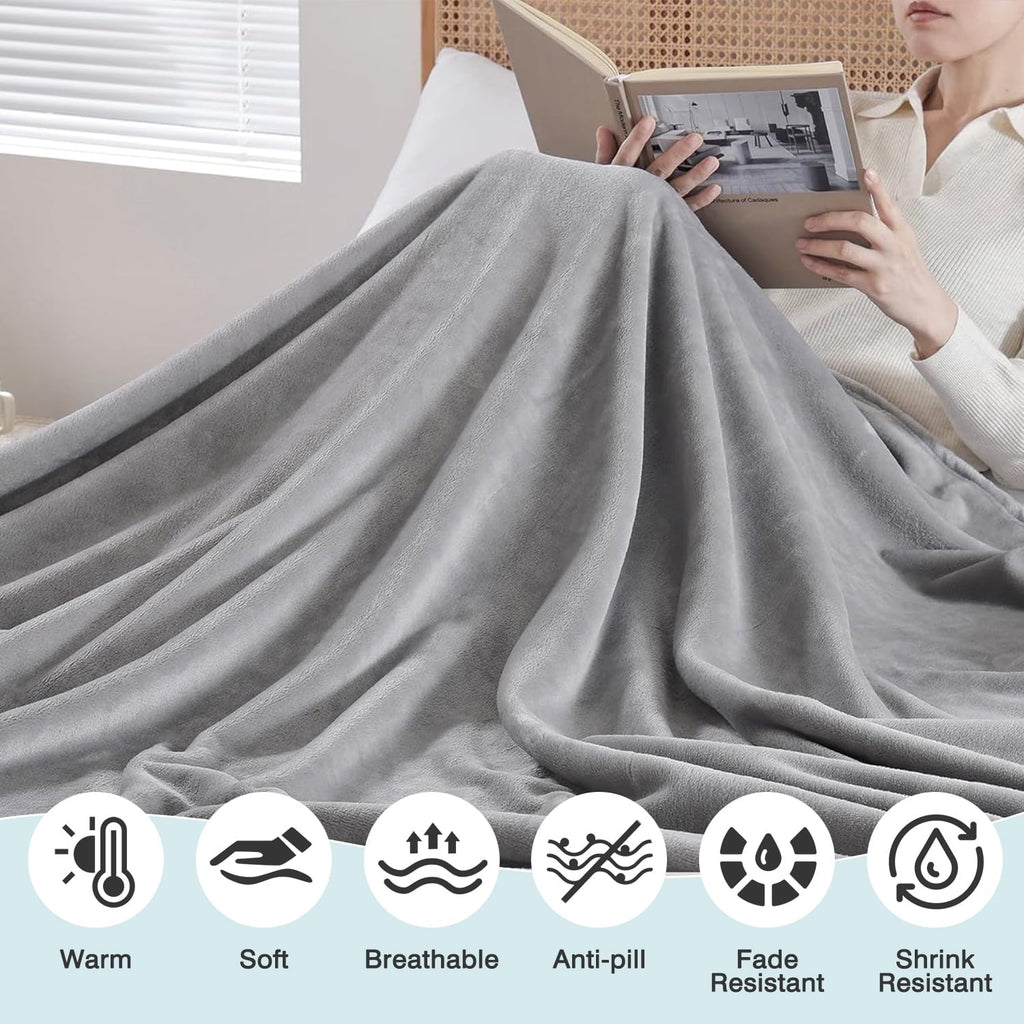 Decorative Knitted Twin Size Blanket for Bed, 60x80inch Super Cozy Soft Bed Blanket for Sleep Snap, Lightweight Reversible Blankets and ... - Super Soft Reversible Sherpa Flannel Blanket Detail