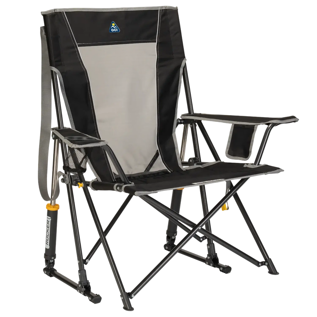 Premium All-Weather Comfort Pro Rocker - Choice 375 - Freestyle Rocker Portable Outdoor Folding Chair - Black
