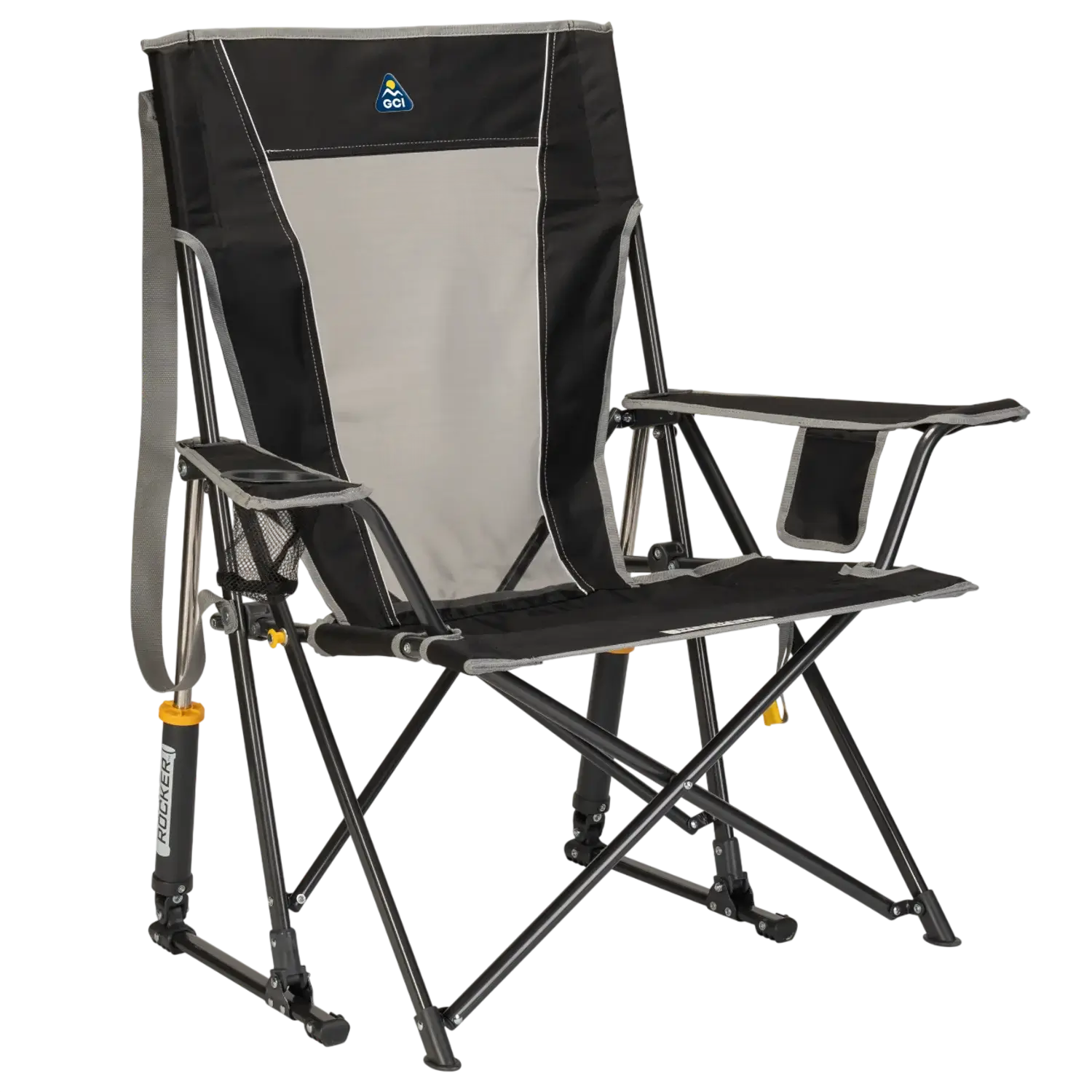 Premium All-Weather Comfort Pro Rocker - Choice 375 - Freestyle Rocker Portable Outdoor Folding Chair - Black