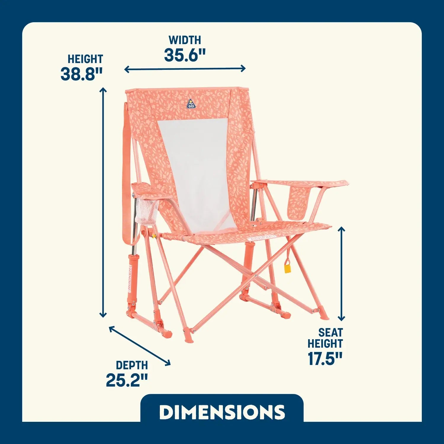 Premium All-Weather Comfort Pro Rocker - Choice 375 - Freestyle Rocker Portable Outdoor Folding Chair Detail