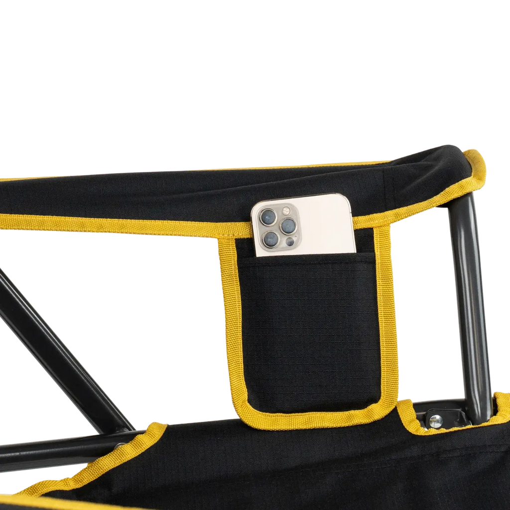 Premium All-Weather College Comfort Pro Rocker - Iowa Hawkeyes - Choice 249 - RoadTrip Rocker Smooth Motion Camp Chair Detail