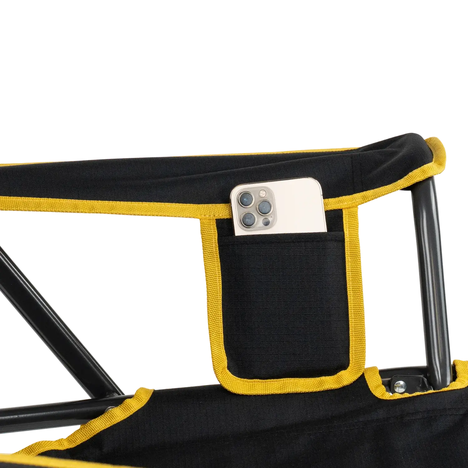 Premium All-Weather College Comfort Pro Rocker - Iowa Hawkeyes - Choice 249 - RoadTrip Rocker Smooth Motion Camp Chair Detail
