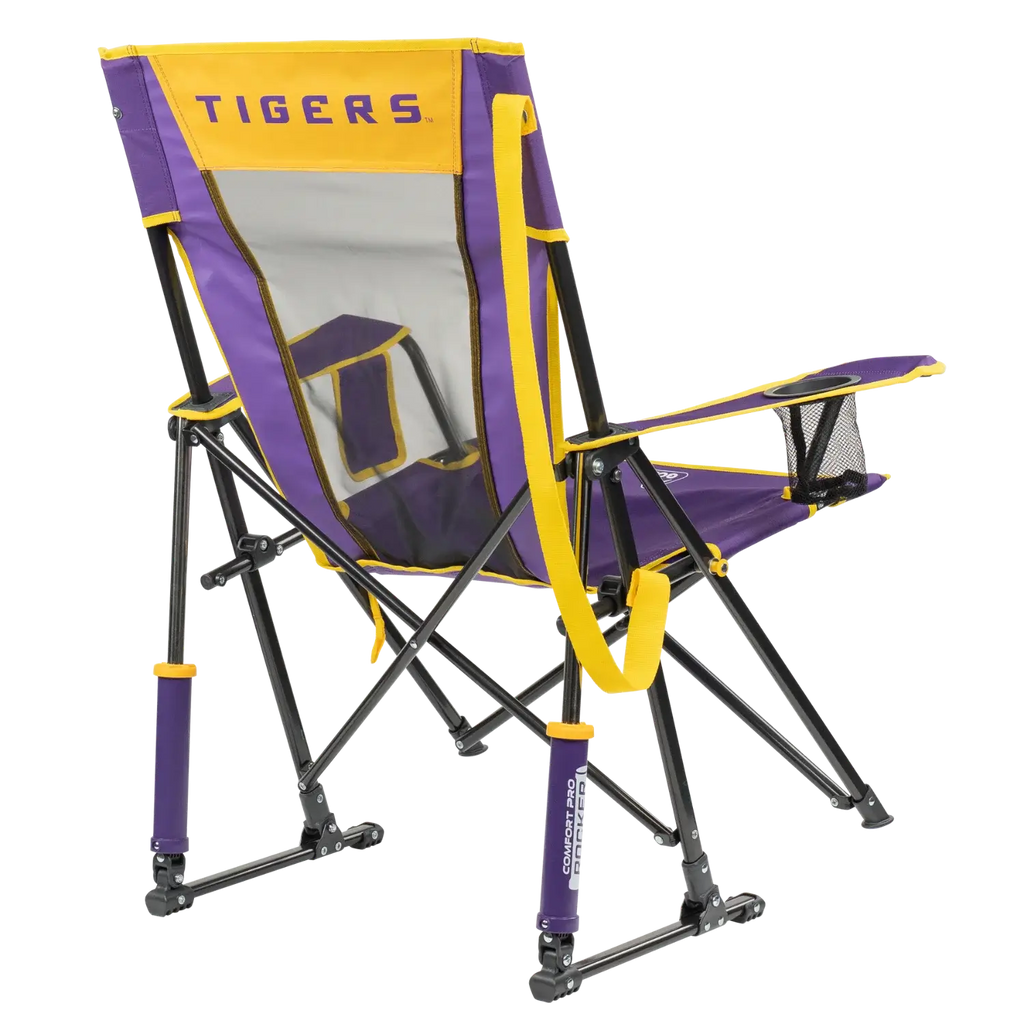Patented Spring-Action College Comfort Pro Rocker - LSU Tigers - Choice 880 - Freestyle Rocker Portable Outdoor Folding Chair Detail