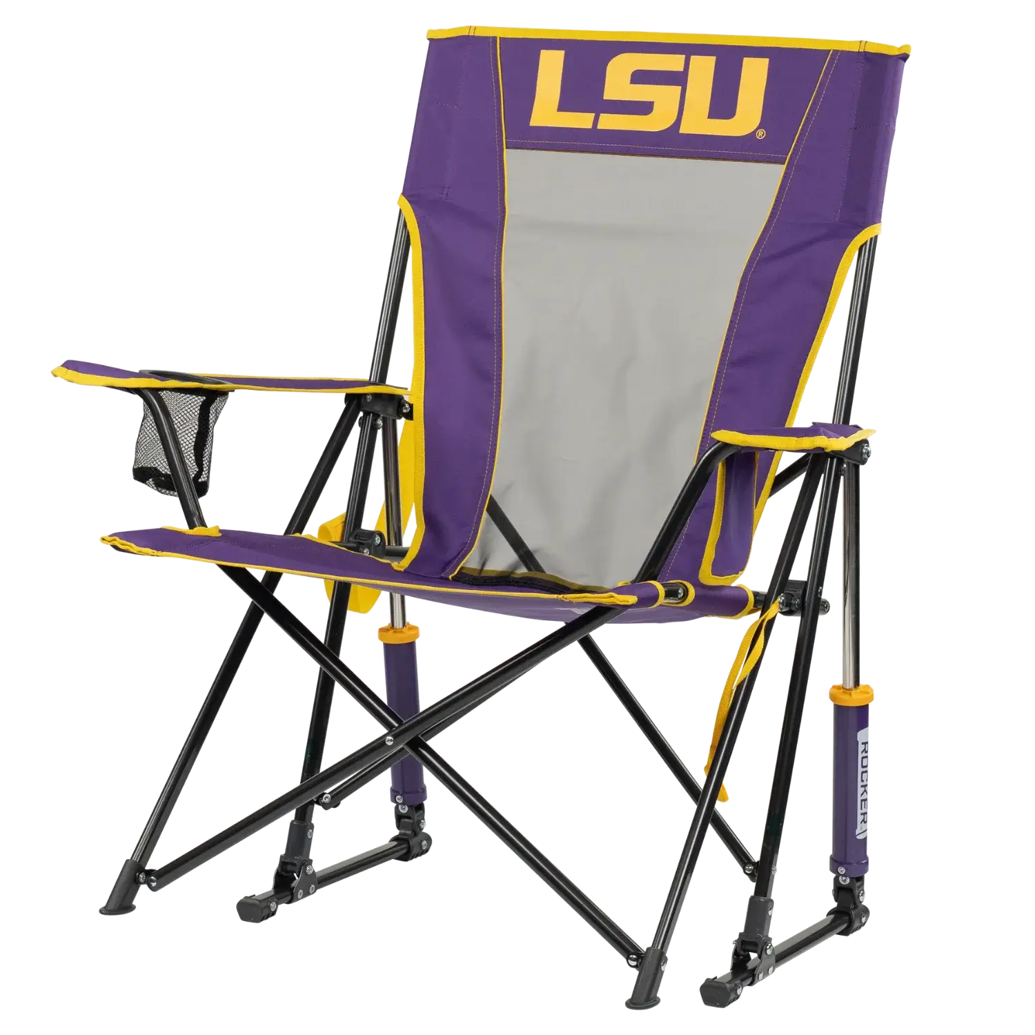 Patented Spring-Action College Comfort Pro Rocker - LSU Tigers - Choice 880 - Freestyle Rocker Portable Outdoor Folding Chair Detail
