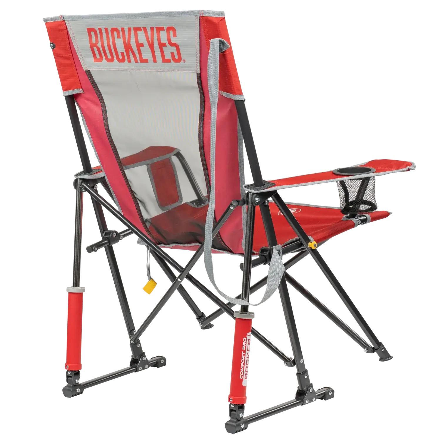Luxury Camp College Comfort Pro Rocker - Ohio State Buckeyes - Choice 676 - RoadTrip Rocker Smooth Motion Camp Chair Detail