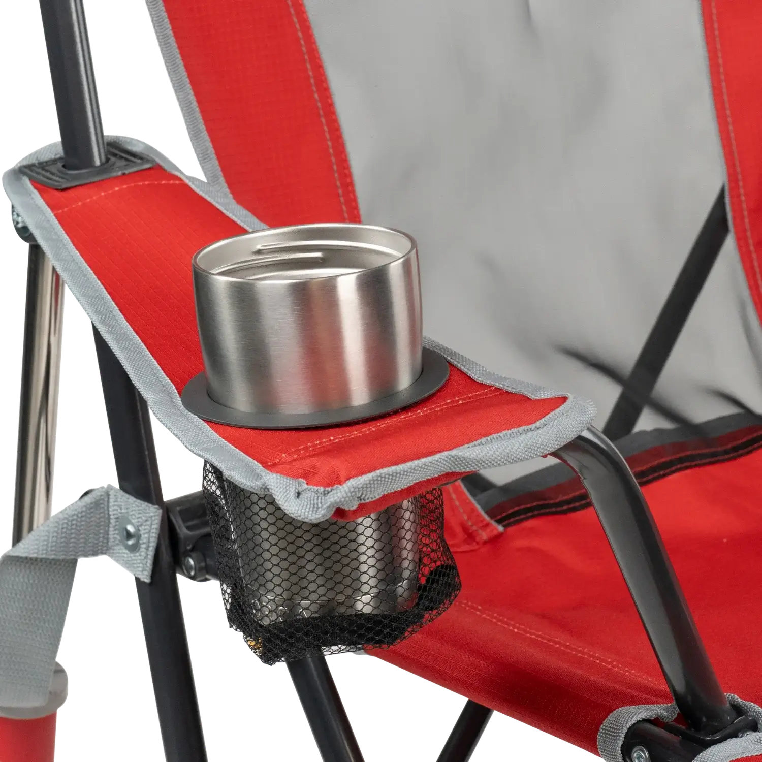 Luxury Camp College Comfort Pro Rocker - Ohio State Buckeyes - Choice 676 - RoadTrip Rocker Smooth Motion Camp Chair Detail