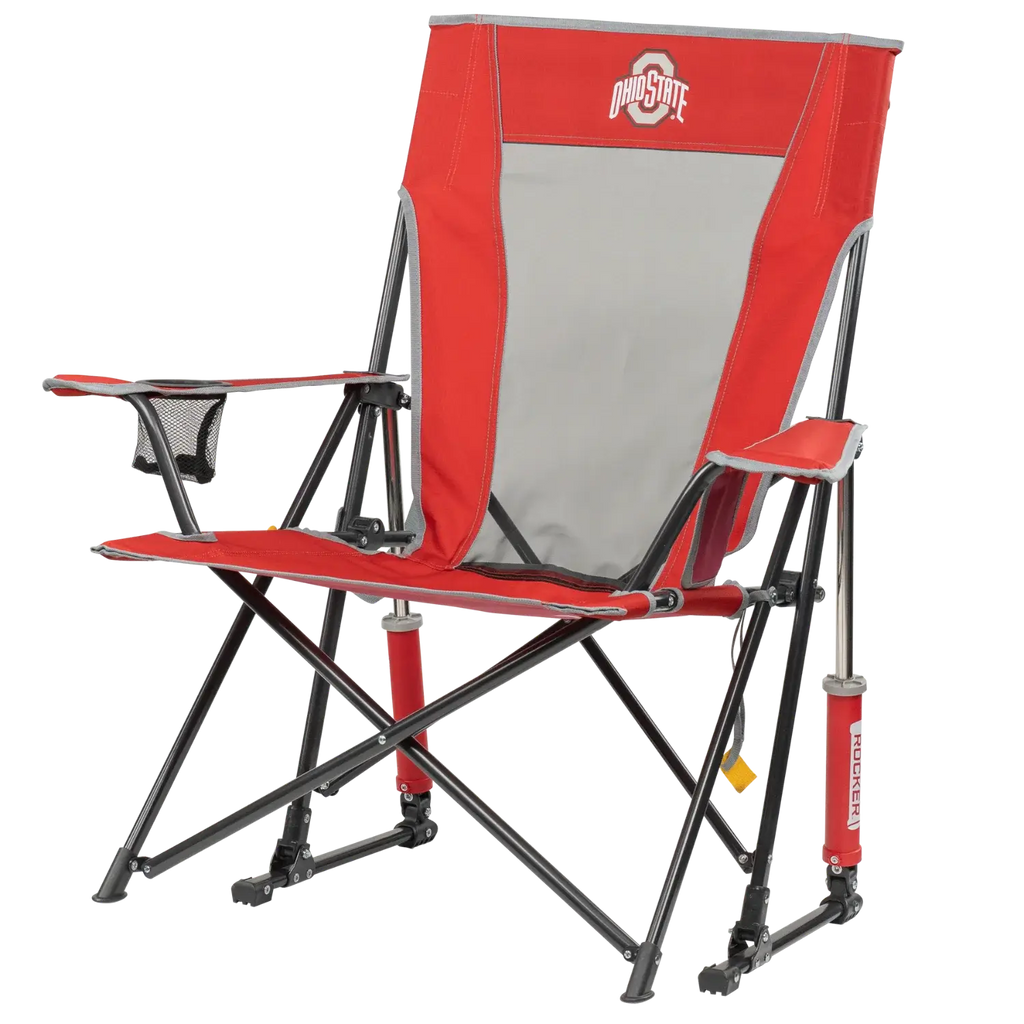 Luxury Camp College Comfort Pro Rocker - Ohio State Buckeyes - Choice 676 - RoadTrip Rocker Smooth Motion Camp Chair Detail