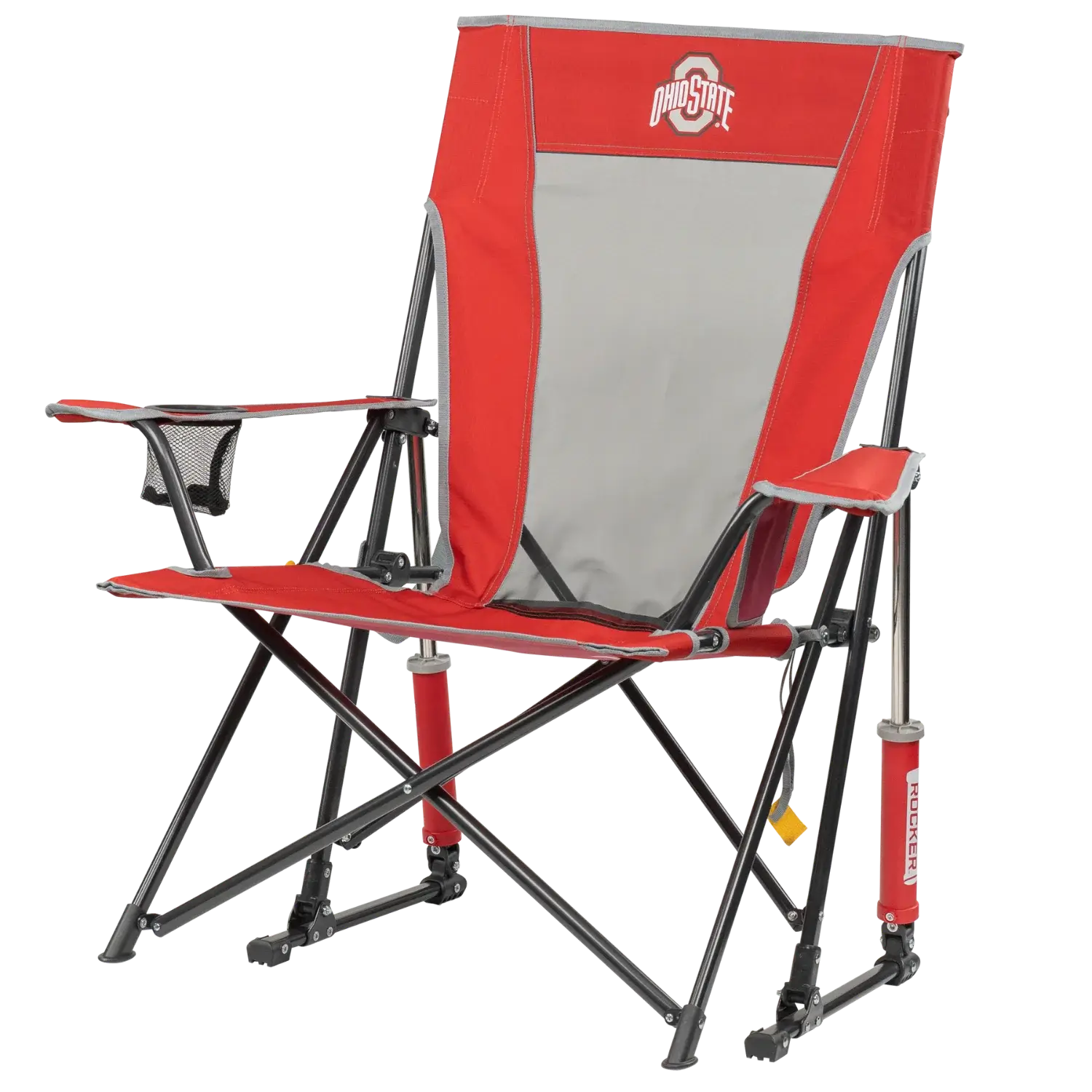 Luxury Camp College Comfort Pro Rocker - Ohio State Buckeyes - Choice 676 - RoadTrip Rocker Smooth Motion Camp Chair Detail