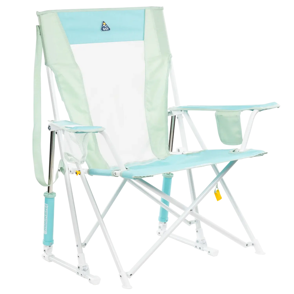 Premium All-Weather Comfort Pro Rocker - Choice 375 - Freestyle Rocker Portable Outdoor Folding Chair - Pastel Green