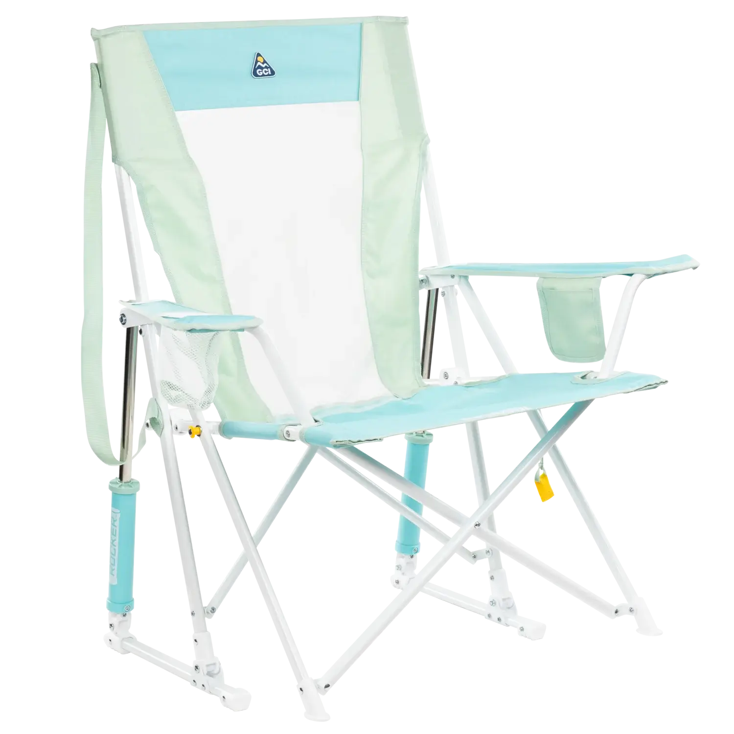 Premium All-Weather Comfort Pro Rocker - Choice 375 - Freestyle Rocker Portable Outdoor Folding Chair - Pastel Green