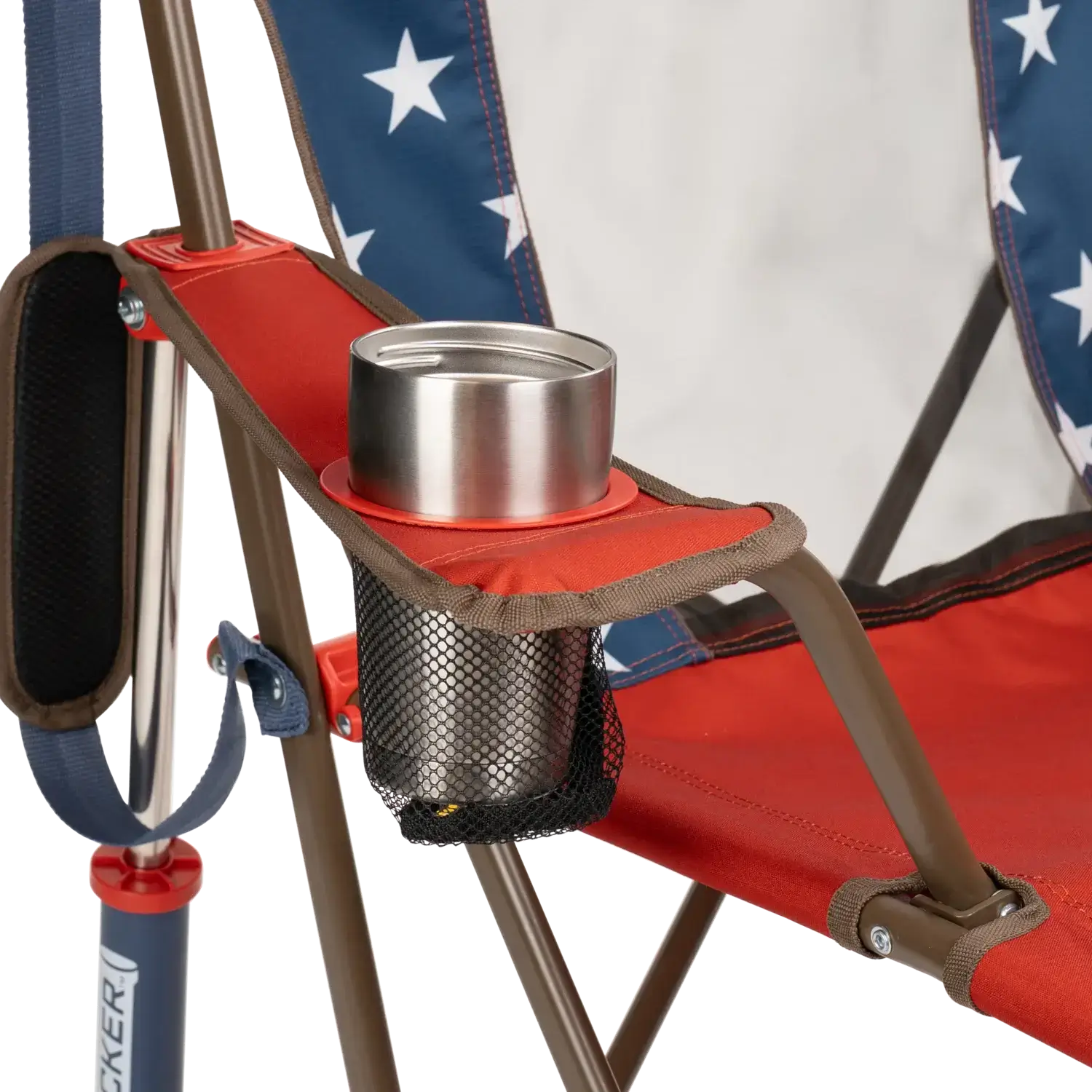 Luxury Camp Comfort Pro Rocker - USA Anniversary Deluxe - Choice 424 - Patented Spring-Action Rocking Chair for Camping Detail