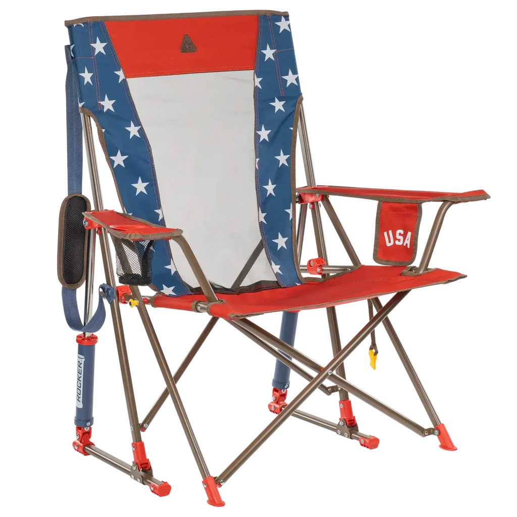 Luxury Camp Comfort Pro Rocker - USA Anniversary Deluxe - Choice 424 - Patented Spring-Action Rocking Chair for Camping - Default Title