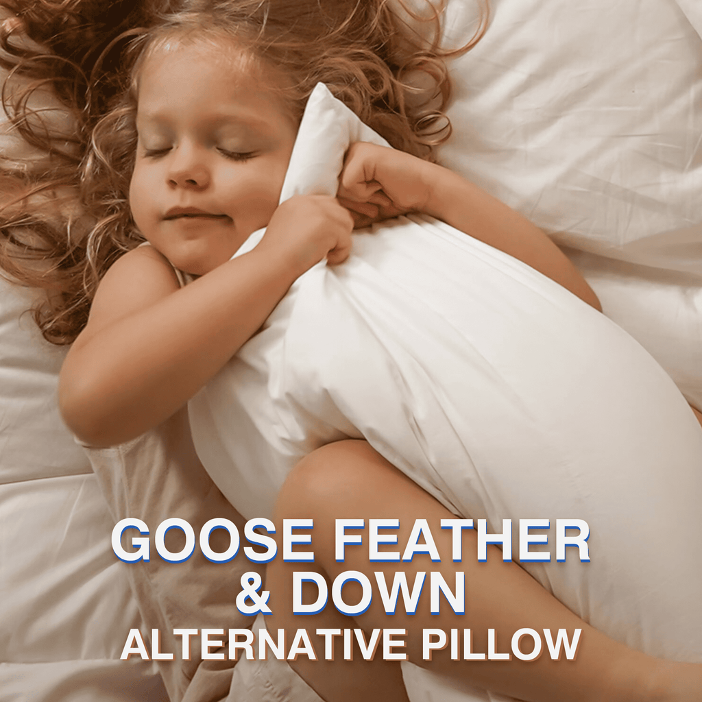 Decorative Plump Goose Feather and Down Pillows Queen Size Set of 2 Luxury Hotel Bed Pillows with Cotton Cover - Hotel Quality Plush Sleeping Pillows Detail