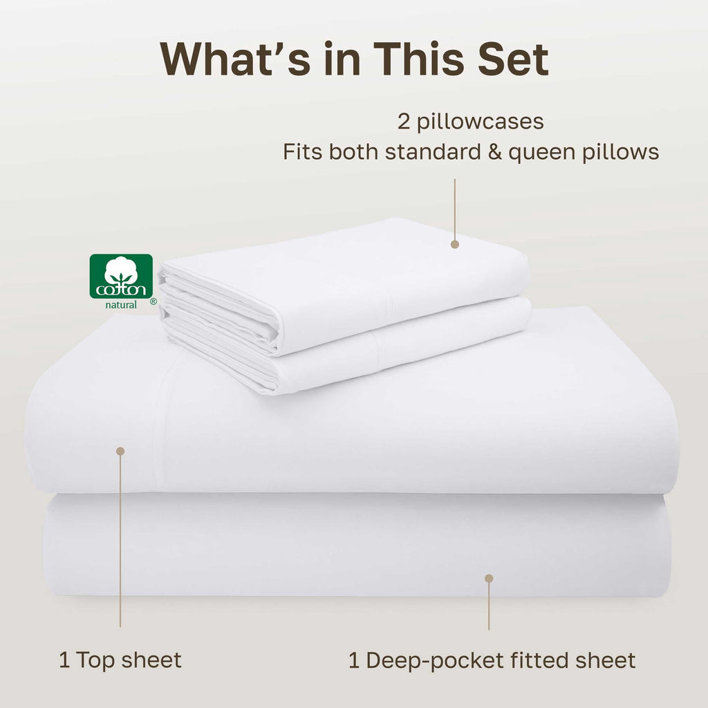 Cooling Sateen 100% Cotton Queen Sheets Set - 600 Thread Count 100% Cotton Sheets Queen, Sateen Deep Pocket Adult/Teen 4 Piece Bed Sh - Luxury Bed Sheet Set with Deep Pockets Detail