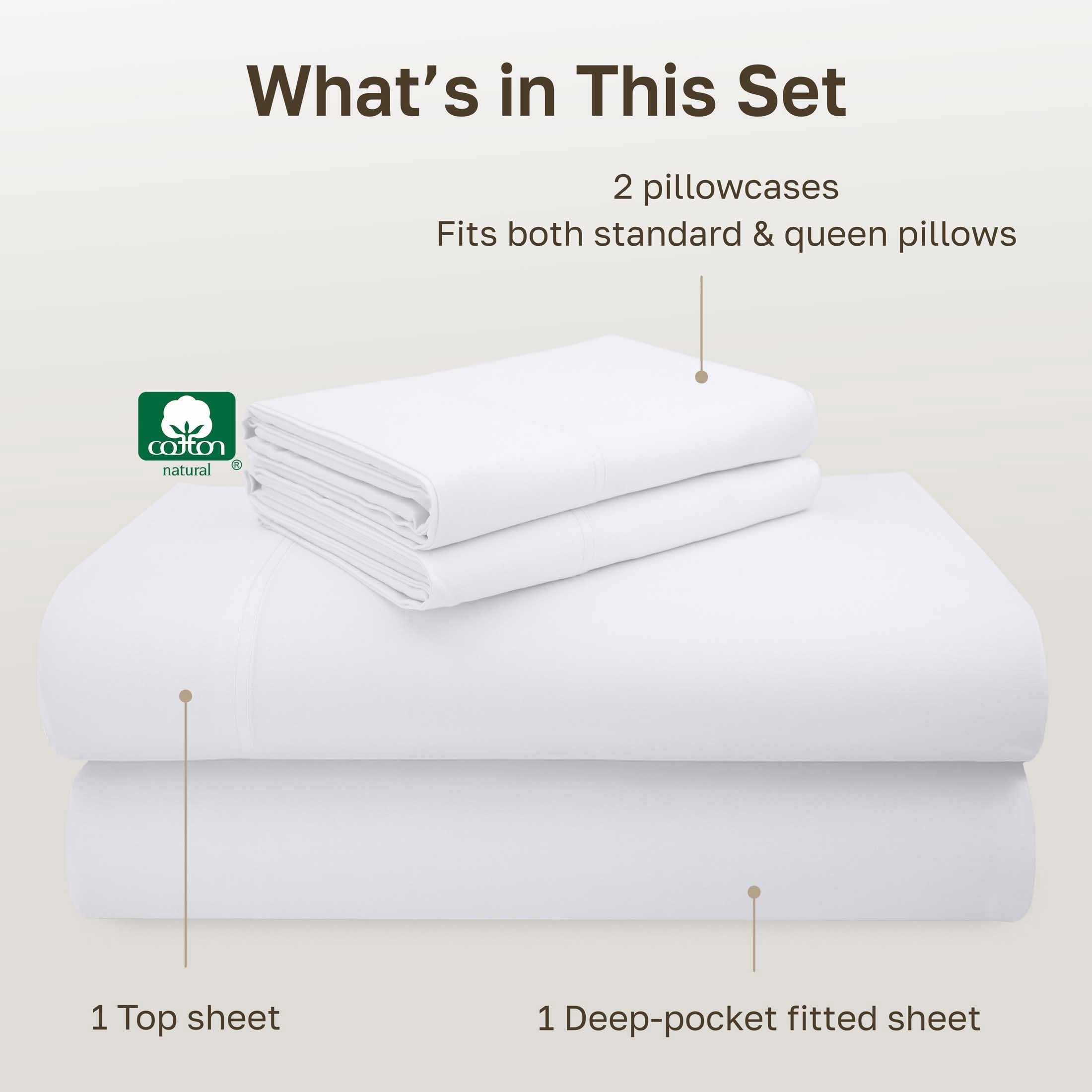 Cooling Sateen 100% Cotton Queen Sheets Set - 600 Thread Count 100% Cotton Sheets Queen, Sateen Deep Pocket Adult/Teen 4 Piece Bed Sh - Luxury Bed Sheet Set with Deep Pockets Detail