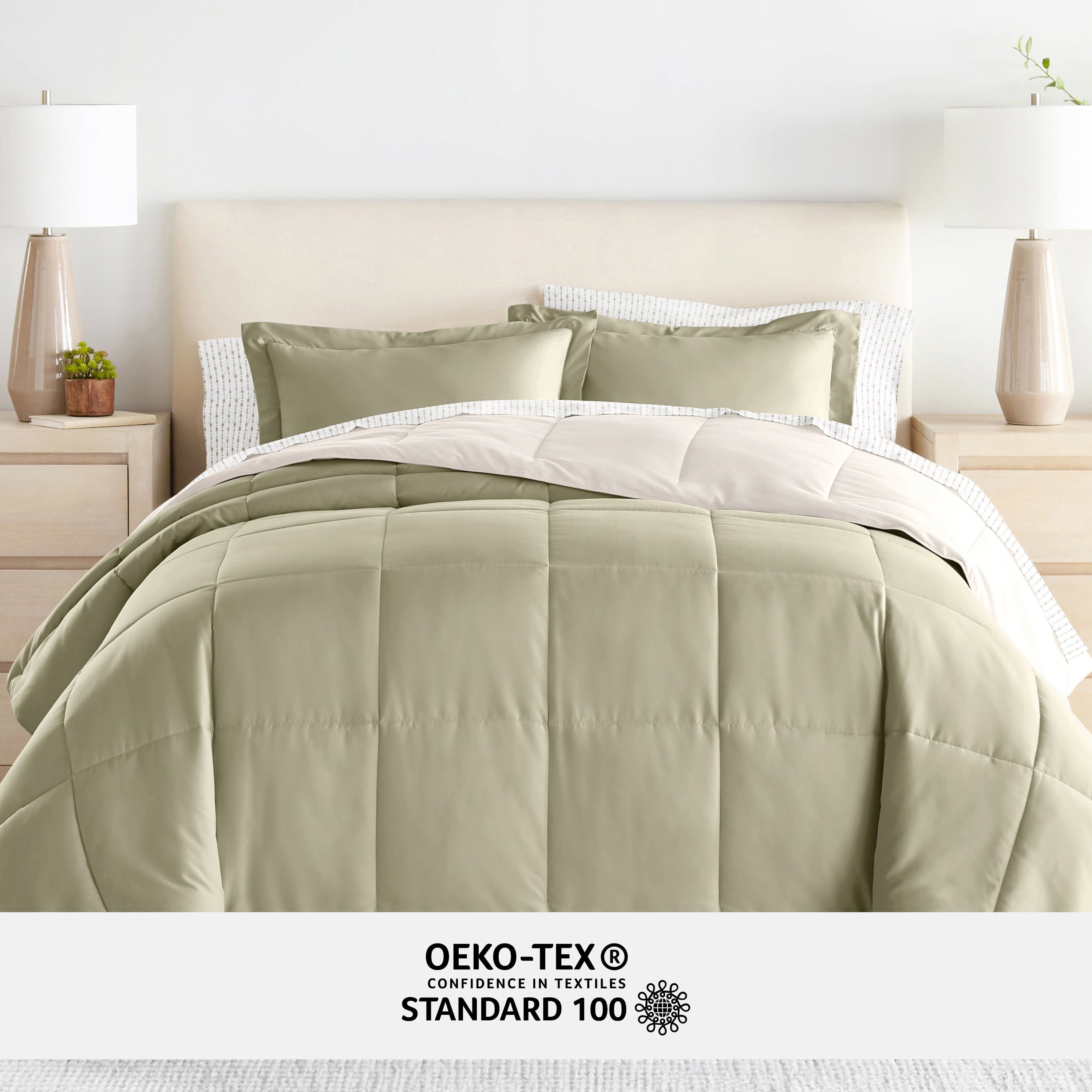 Heavyweight Warmth 5 Piece Bedding Bundle, Reversible Comforter and Patterned Sheet Set, Twin - Cloud-Like Soft Lightweight Bed Comforter Detail