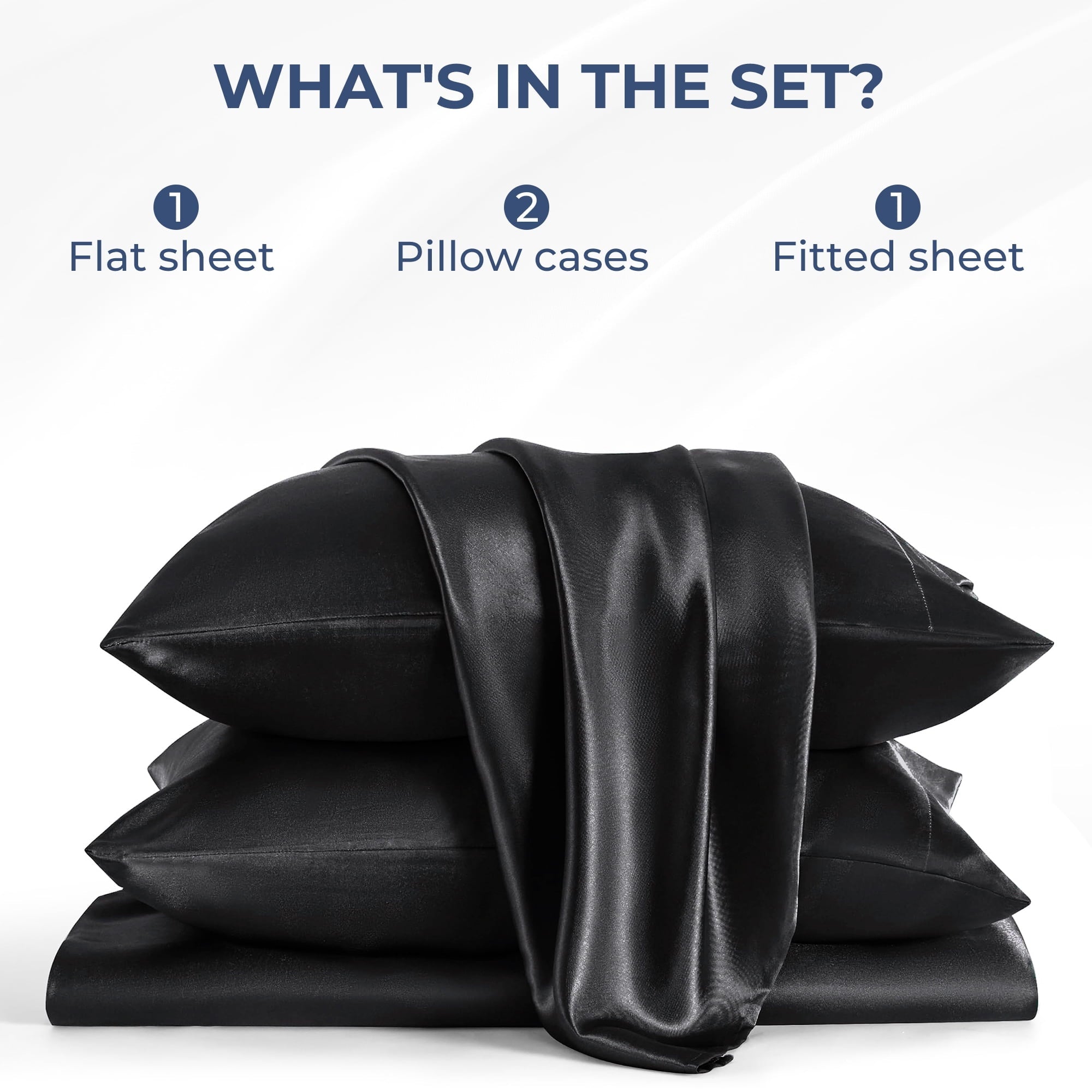 Wrinkle-Resistant Set, Queen, Silky Bed s, 4 Pieces,Black - Cooling Hotel Quality Bedding Sheets and Pillowcases Detail